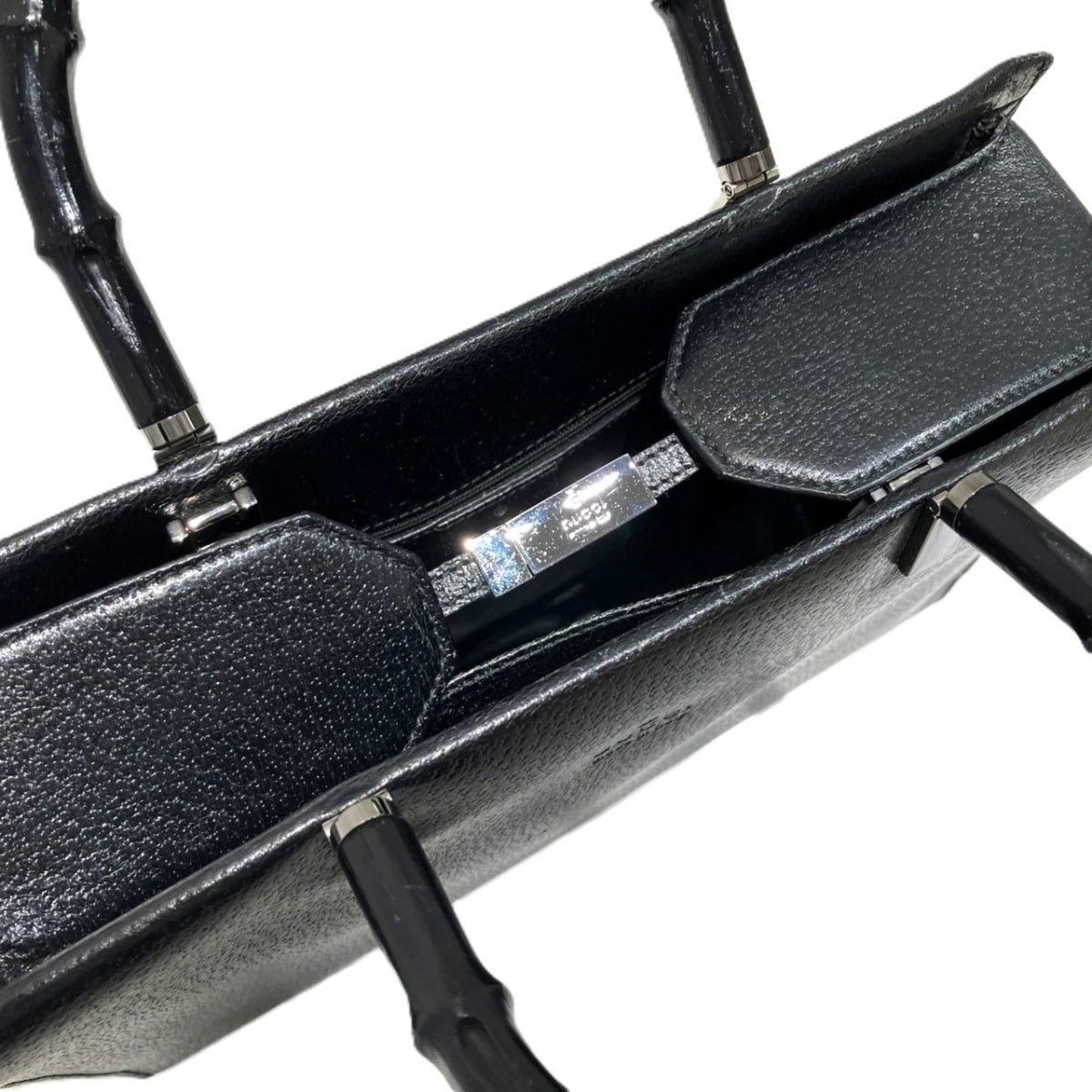 Gucci Black Bamboo Leather Handbag (Pre-Owned)