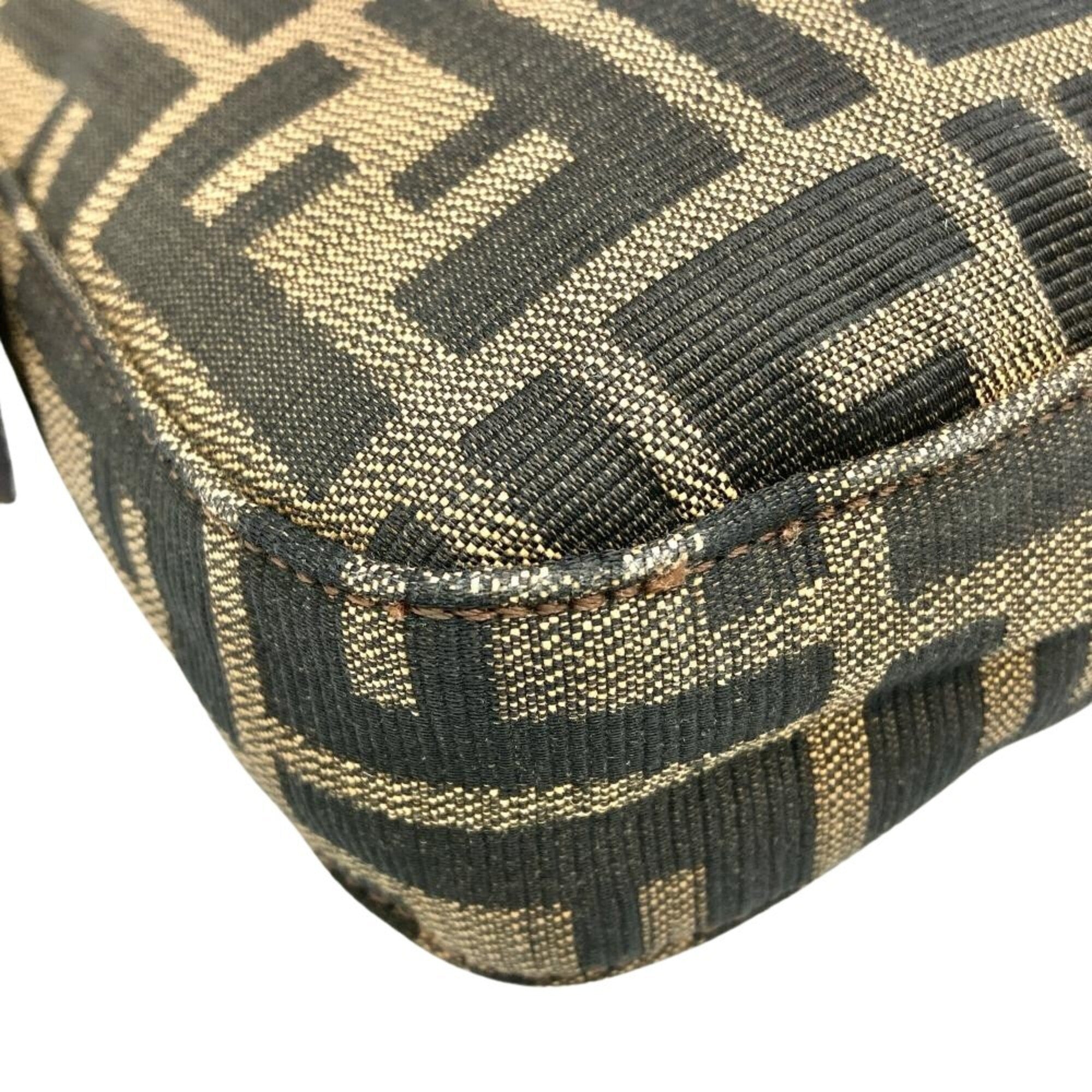 Fendi Zucca Brown Jacquard Leather Shoulder Bag (Pre-Owned)
