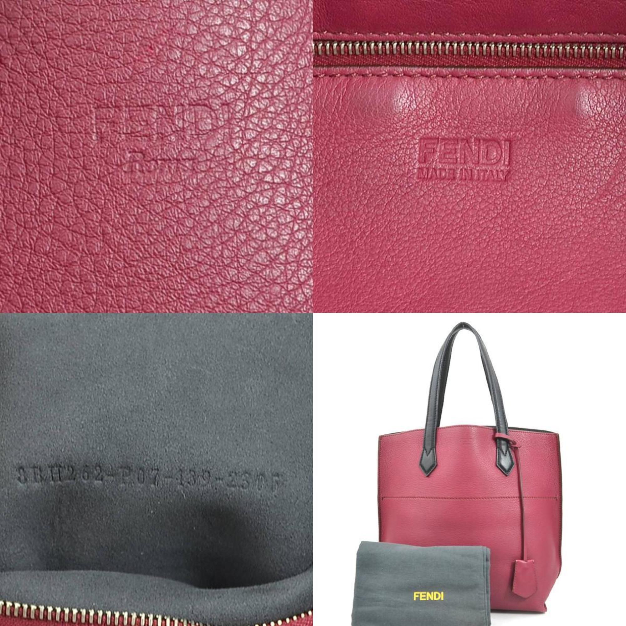 Fendi Black Bordeaux Leather Handbag Tote Bag (Pre-Owned)