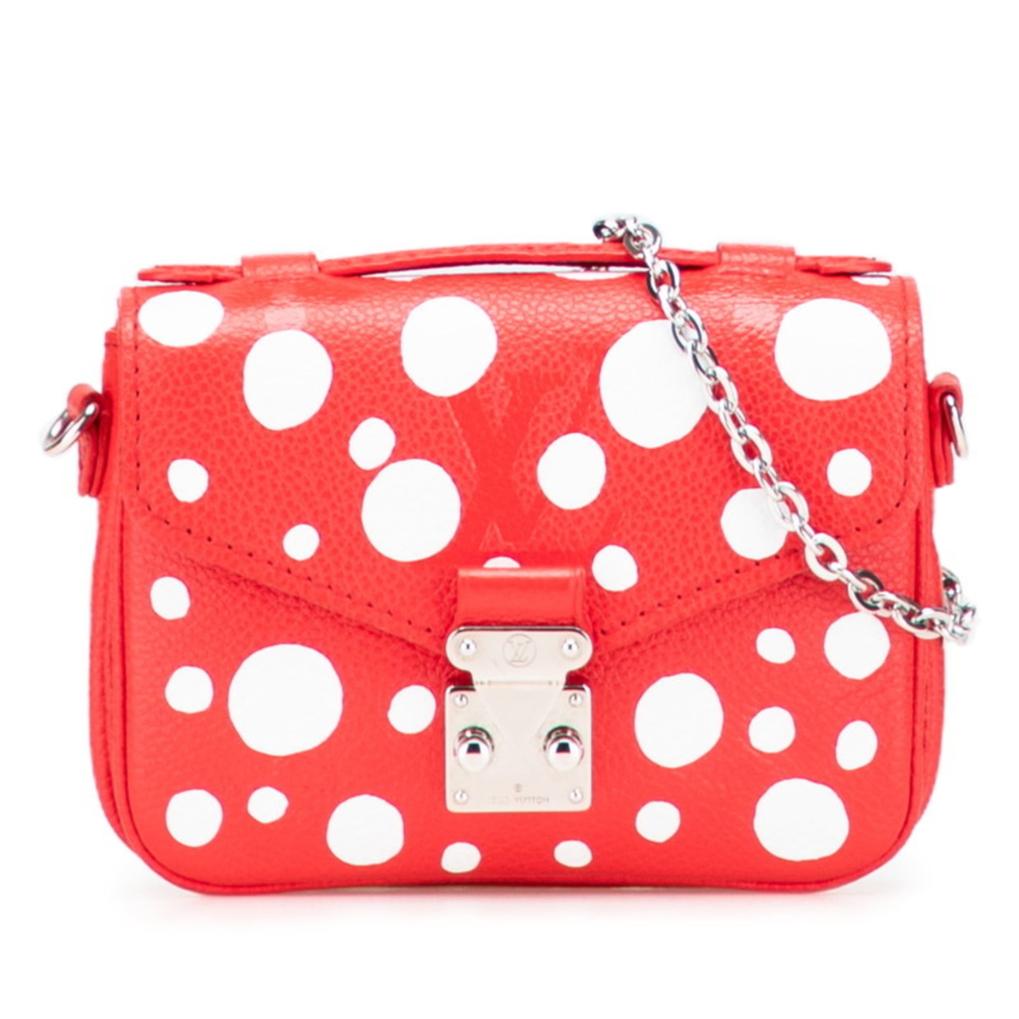 Louis Vuitton Yayoi Kusama Red Color White Leather Handbag Shoulder Bag (Pre-Owned)