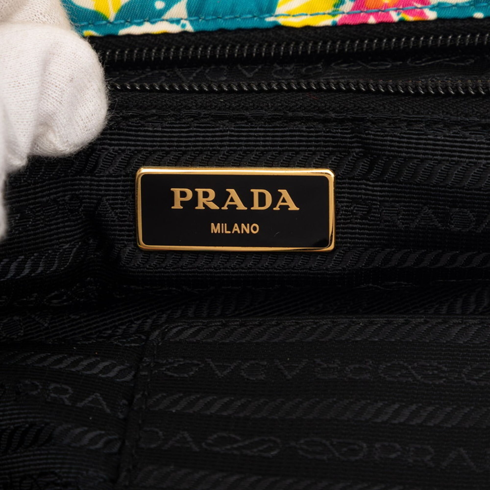Prada Blue Multi-Color Pink Nylon Shoulder Bag Tote Bag (Pre-Owned)