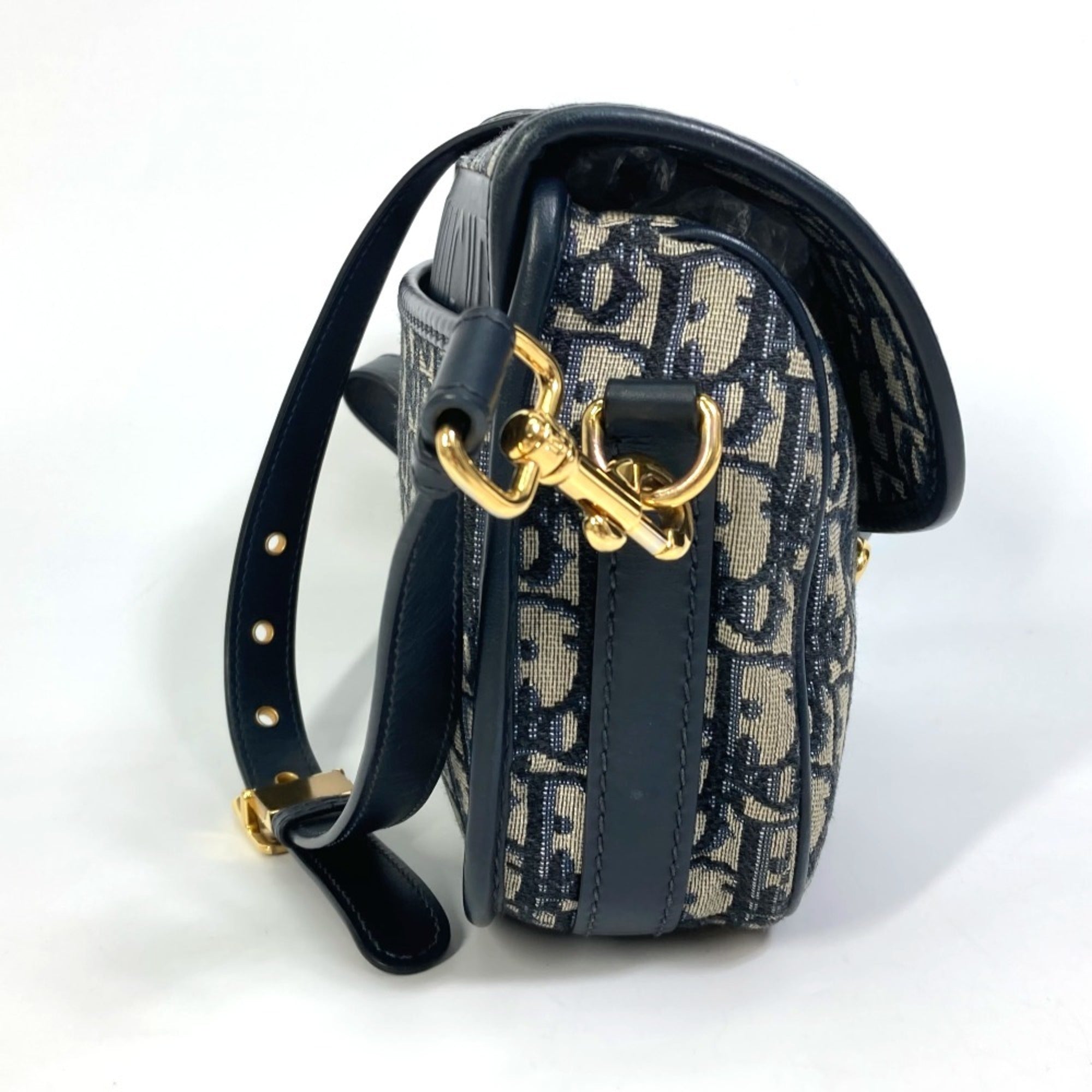 Christian Dior Navy Canvas Leather Pochette Shoulder Bag (Pre-Owned)