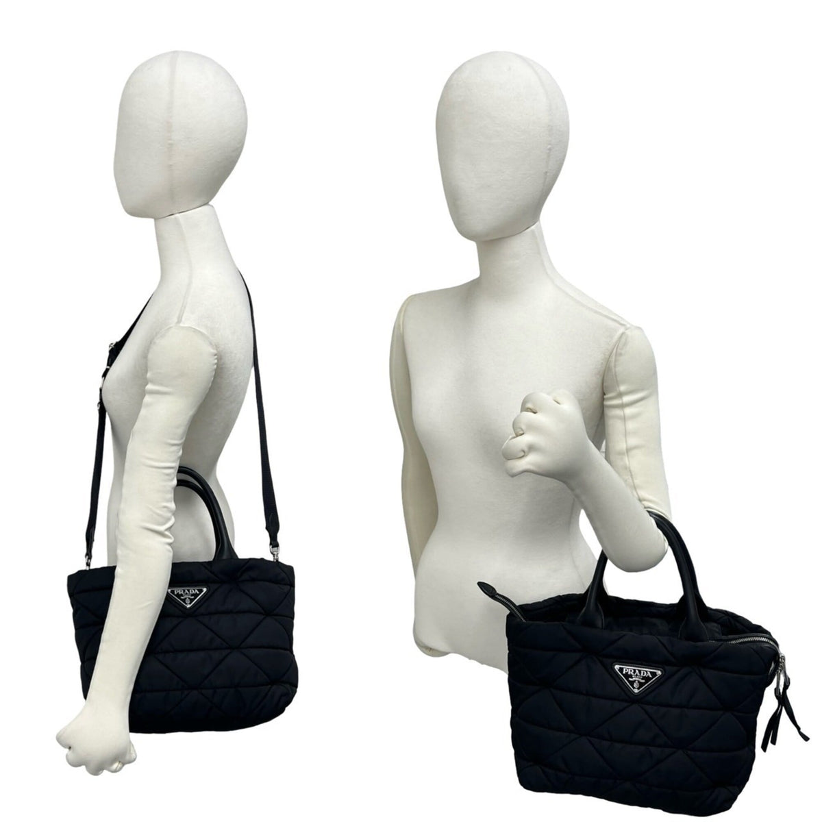 Prada Black Nylon Leather Handbag Shoulder Bag (Pre-Owned)