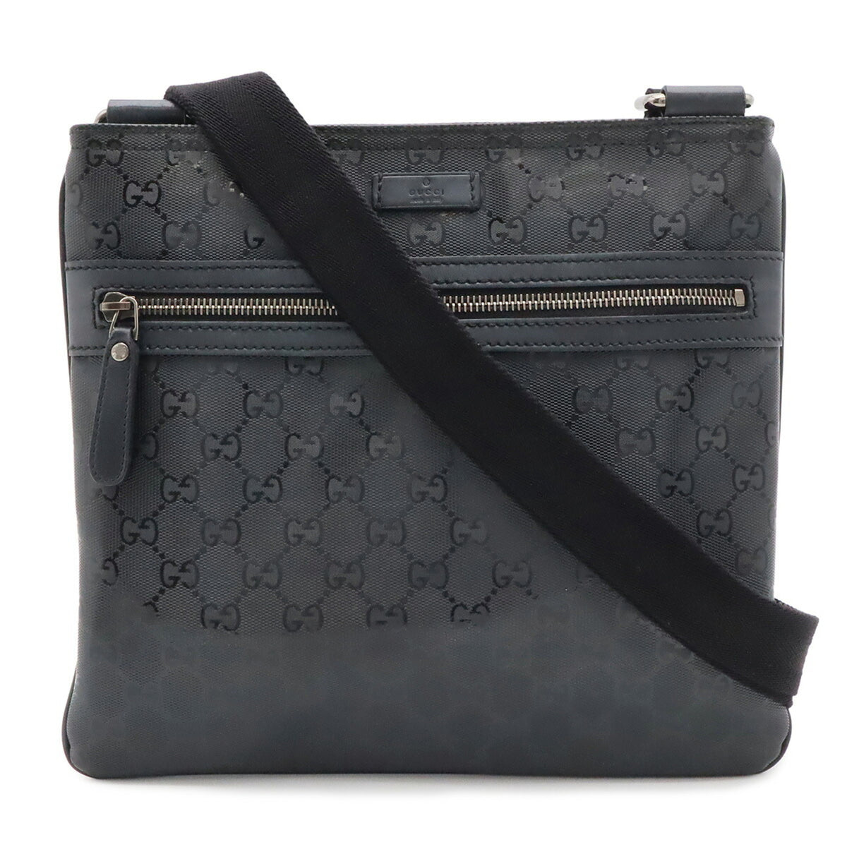 Gucci Gg Imprimé Black Coated Canvas Leather Shoulder Bag (Pre-Owned)