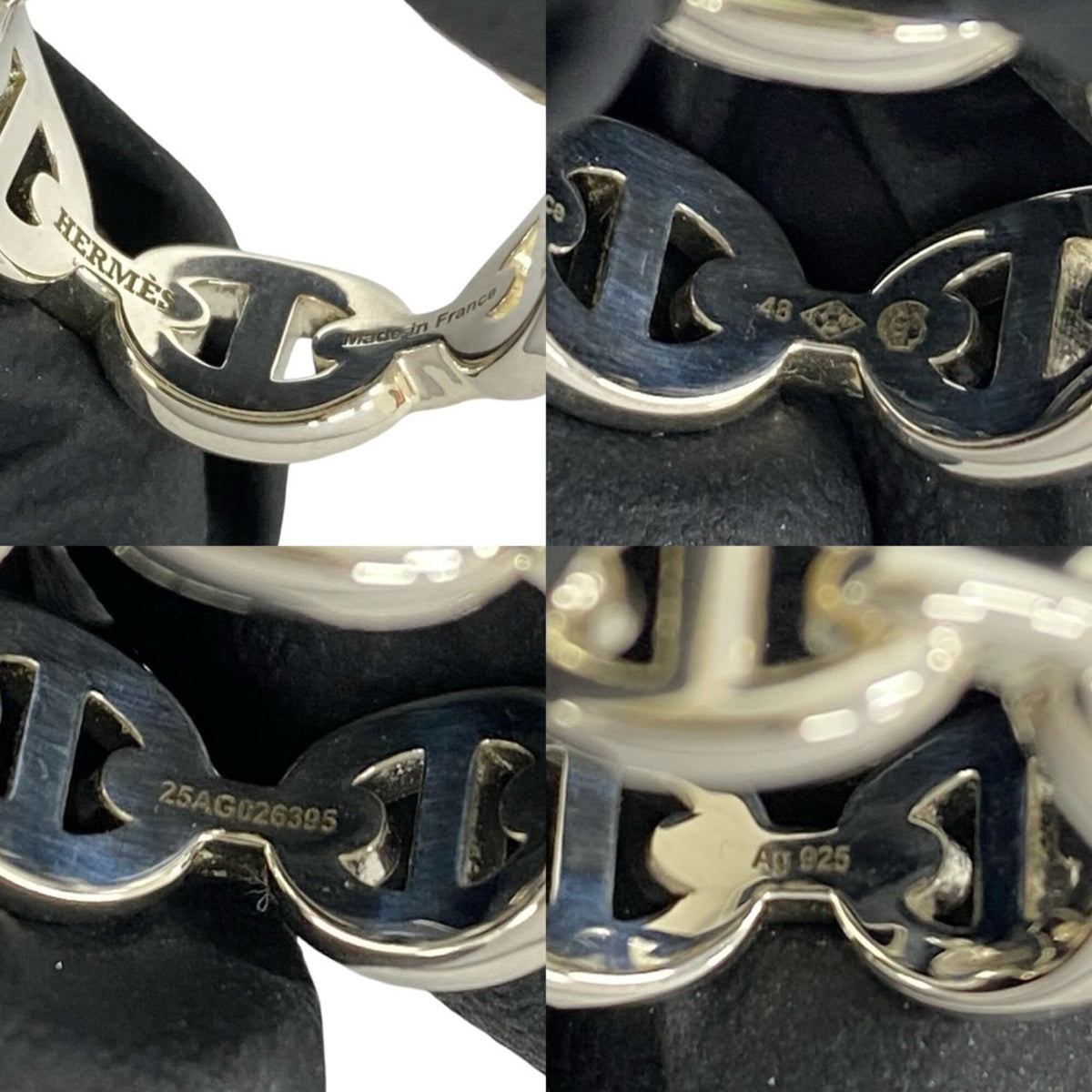 Hermes Silver Silver 925 Band Ring (Pre-Owned)