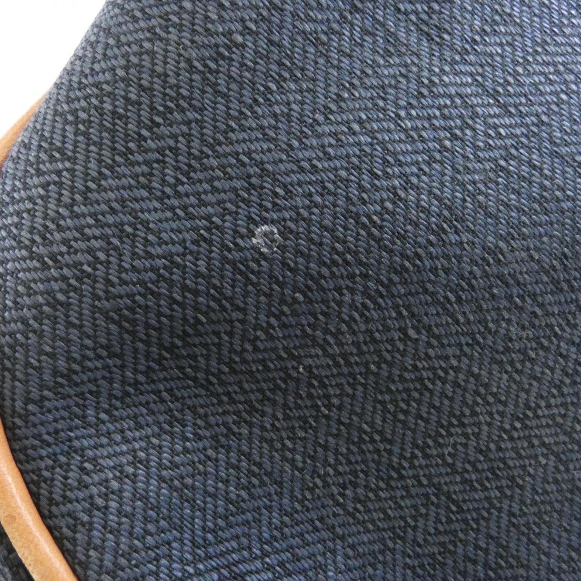Hermes Black Navy Canvas Handbag (Pre-Owned)