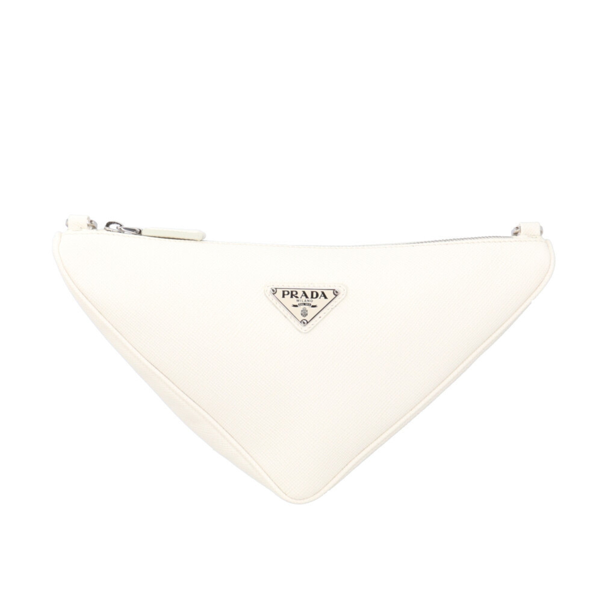 Prada Saffiano Black White Leather Shoulder Bag (Pre-Owned)