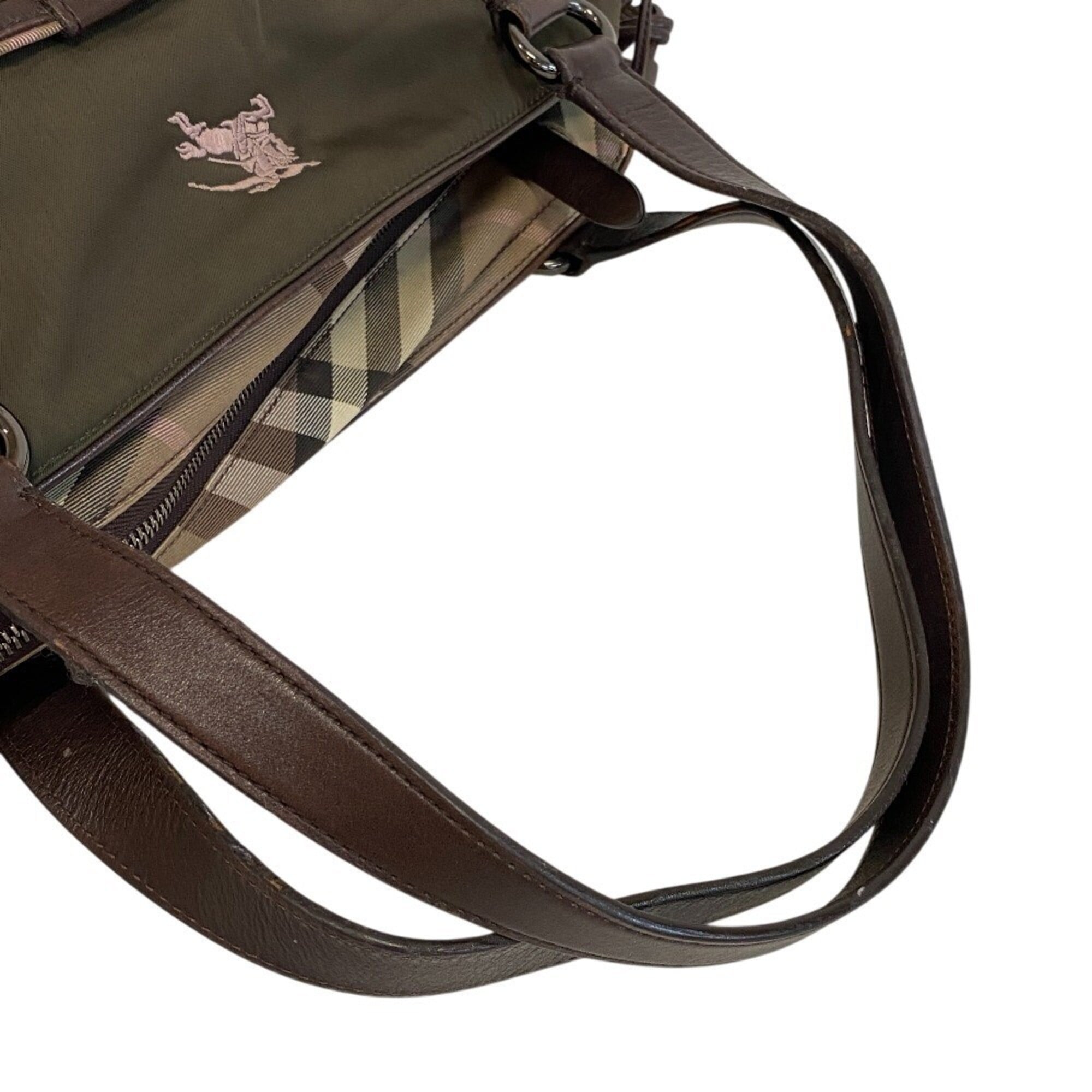 Burberry Green Khaki Nylon Tote Bag (Pre-Owned)