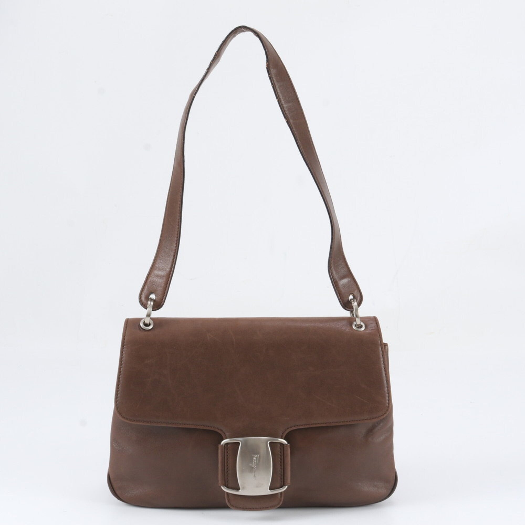 Salvatore Ferragamo Brown Leather Shoulder Bag (Pre-Owned)