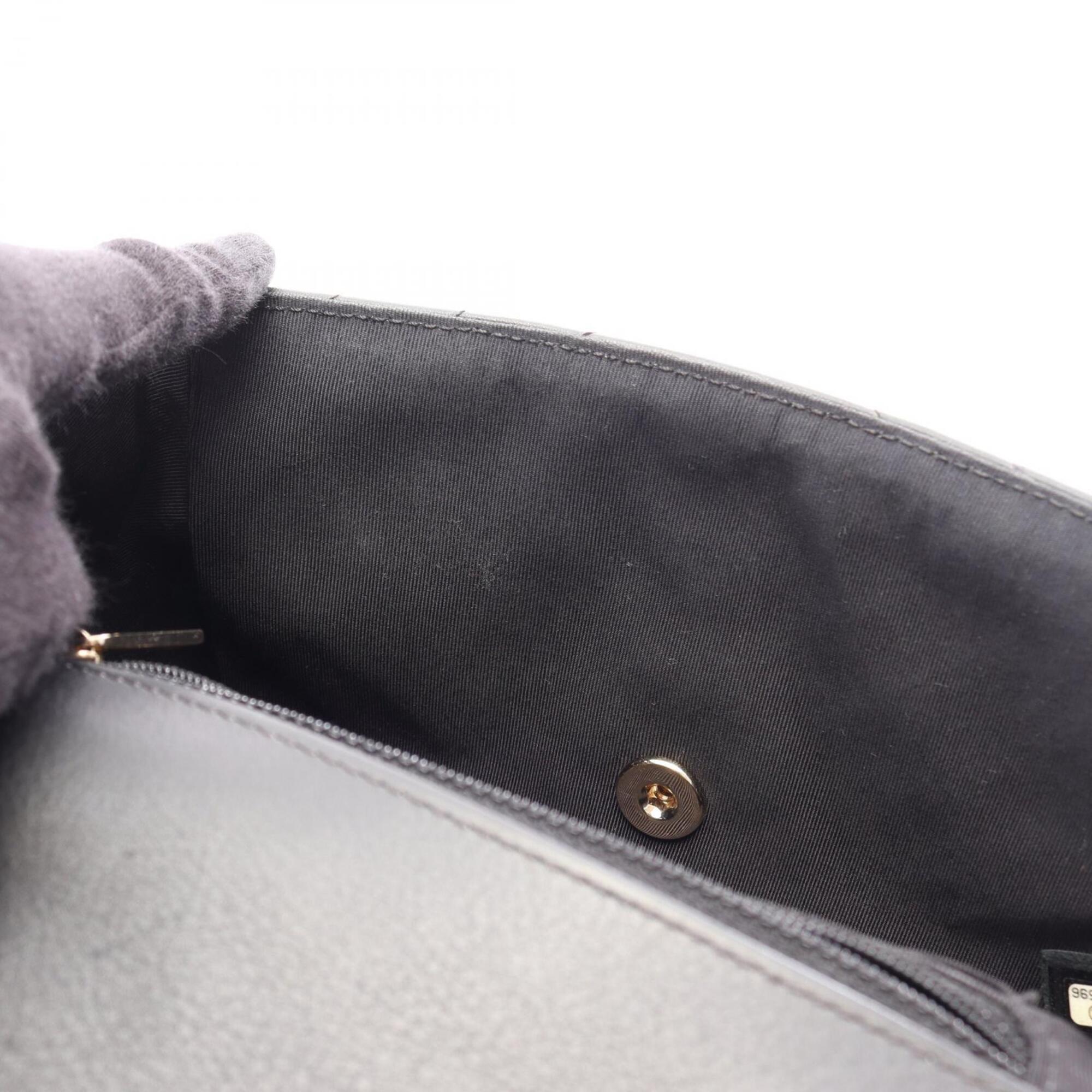 Chanel Black Leather Handbag Shoulder Bag (Pre-Owned)