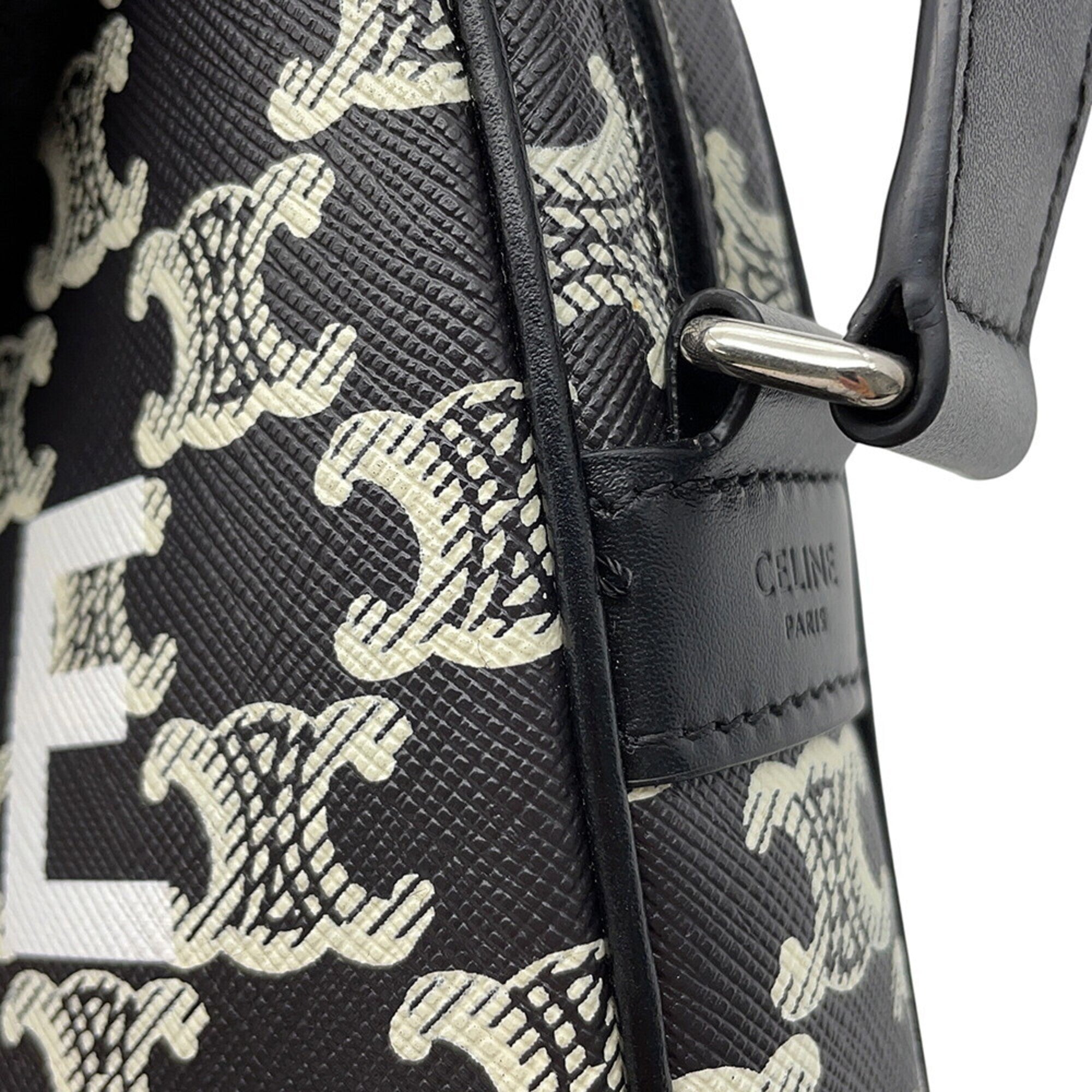 Celine Black White Pvc Leather Messenger Bag Shoulder Bag (Pre-Owned)