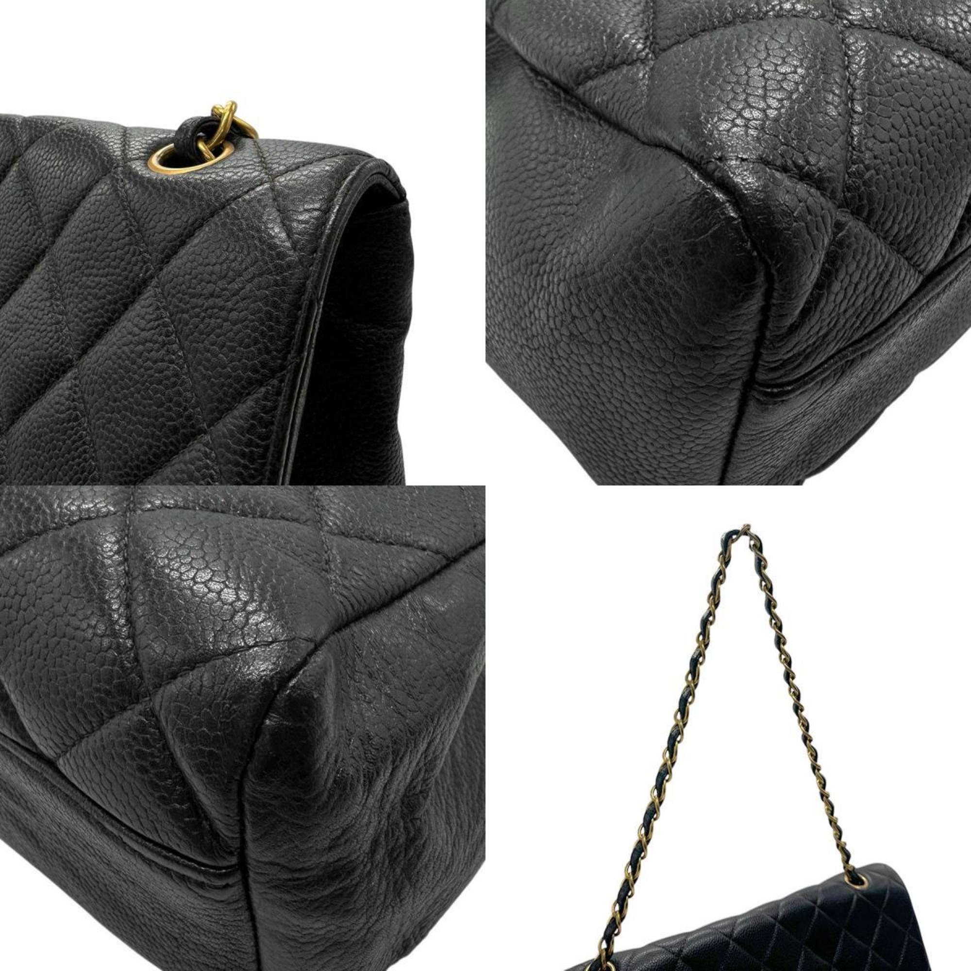 Chanel Black Caviar Leather Shoulder Bag (Pre-Owned)