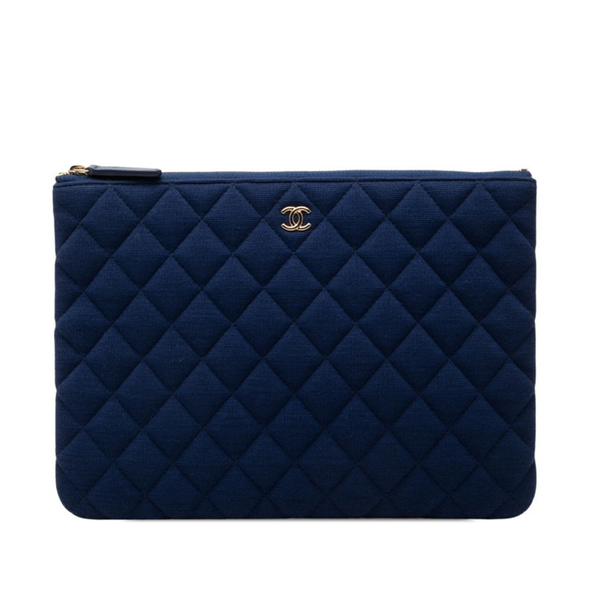 Chanel Navy Canvas Clutch Bag (Pre-Owned)