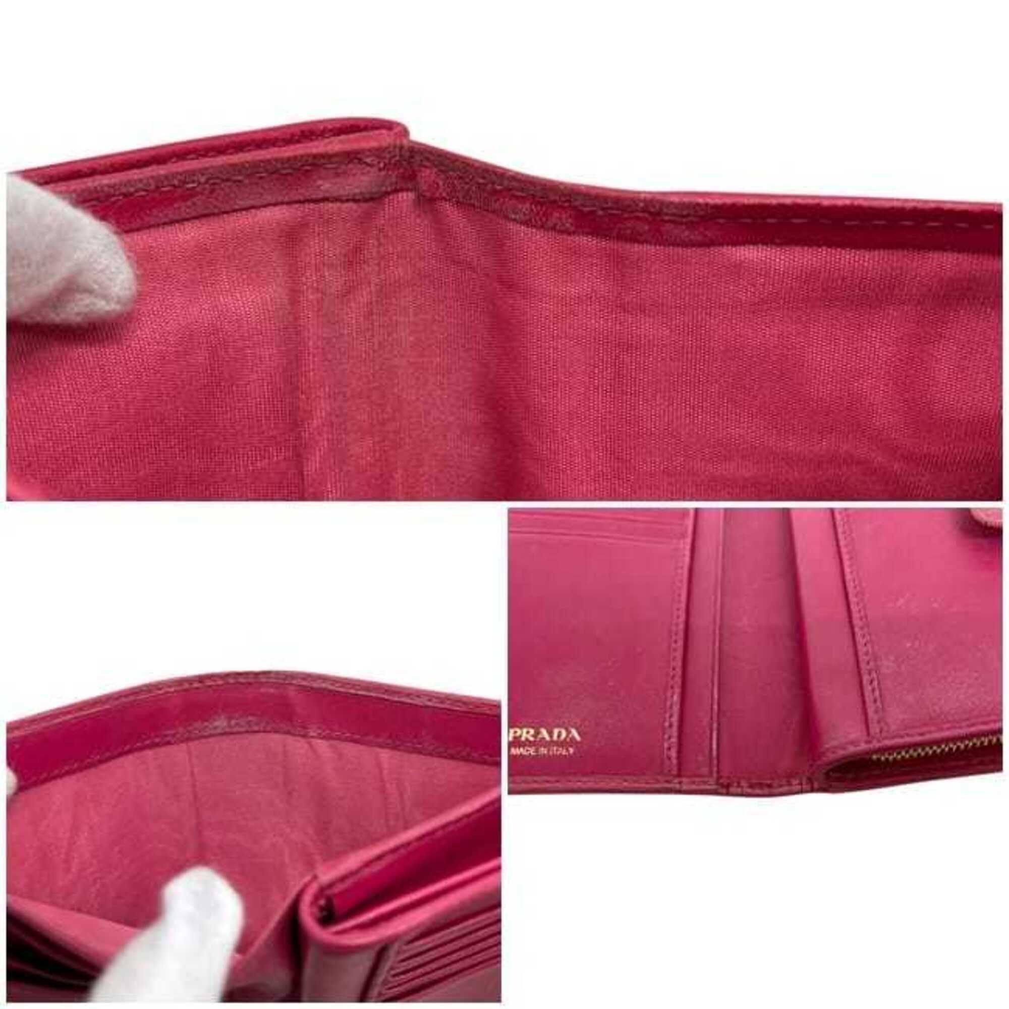 Prada Peonia Pink Leather Wallet (Bi-Fold) (Pre-Owned)