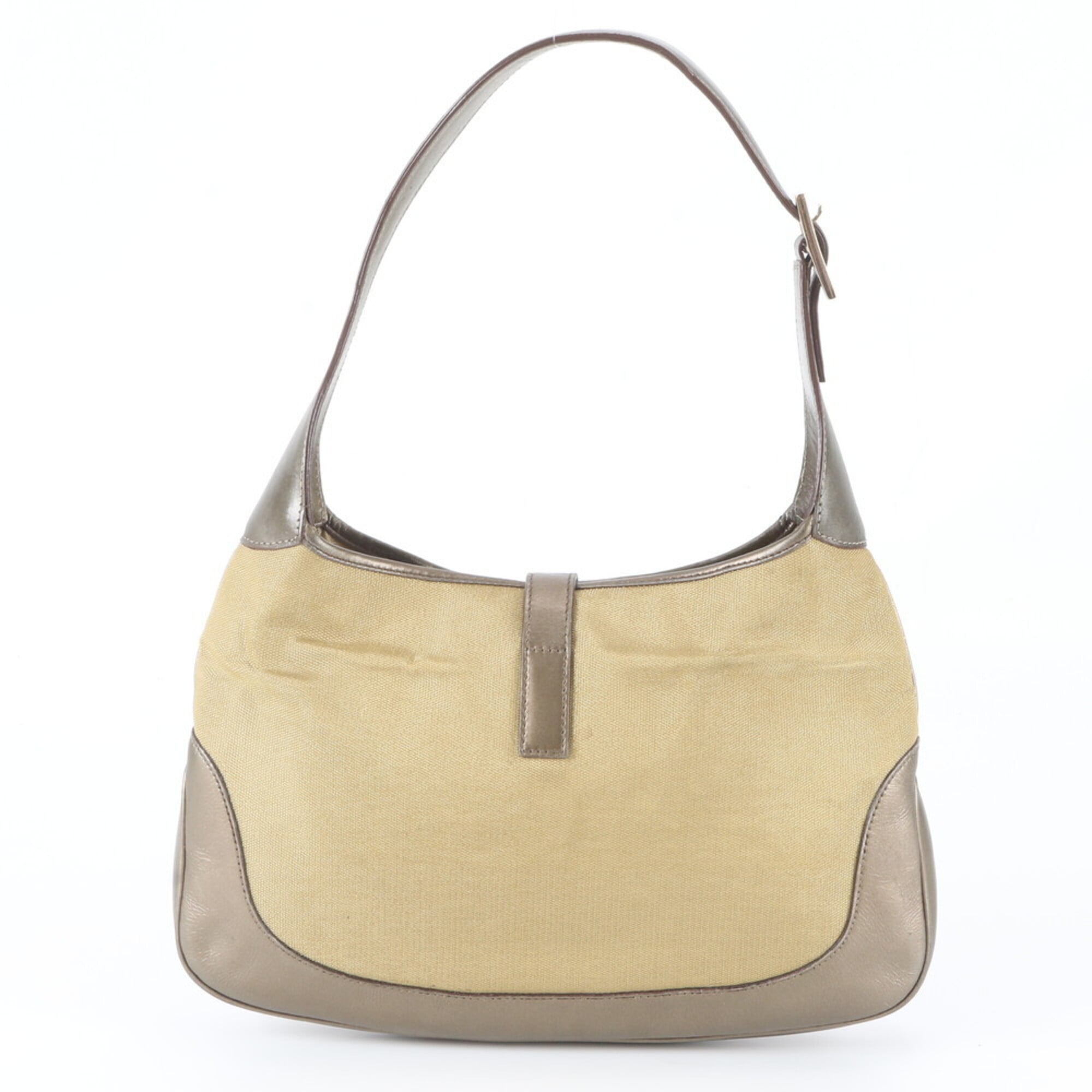 Gucci Gold Leather Canvas Handbag Shoulder Bag Tote Bag (Pre-Owned)
