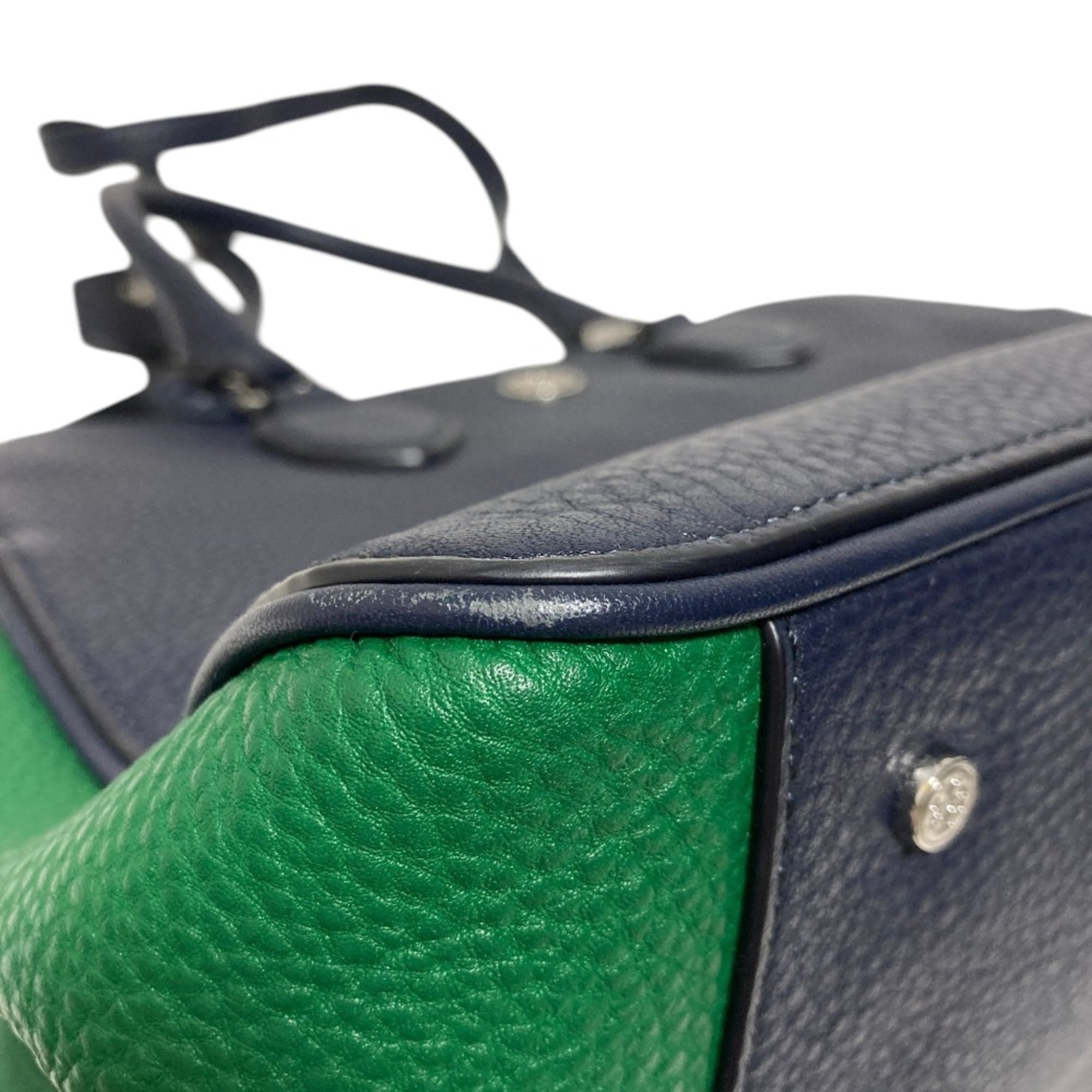 Tory Burch Green Navy Leather Shoulder Bag (Pre-Owned)