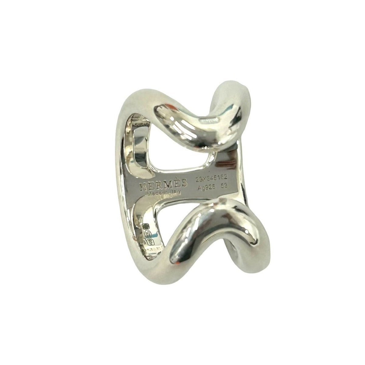Hermes Silver Silver 925 Band Ring (Pre-Owned)