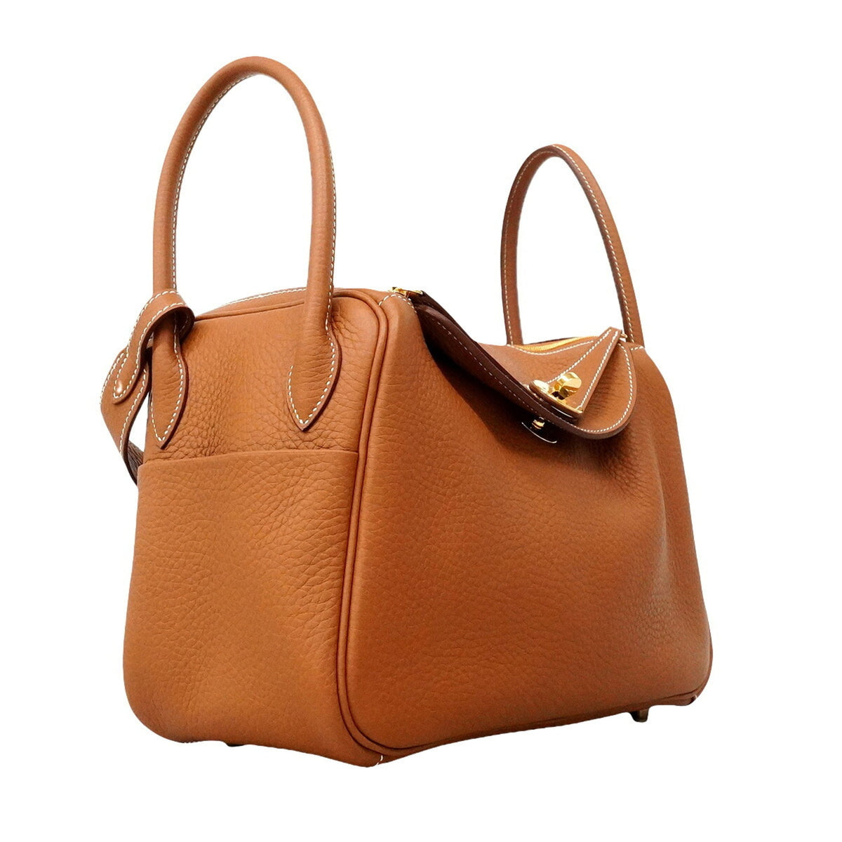 Hermes Gold Taurillon Clemence Leather Handbag (Pre-Owned)