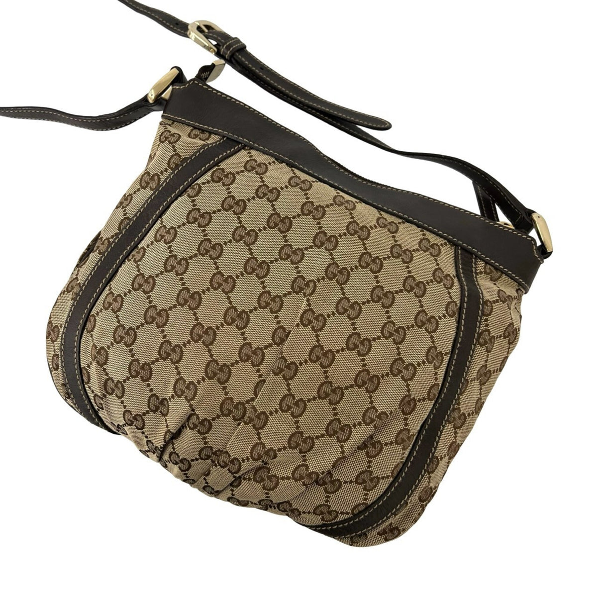 Gucci Brown Canvas Leather Crossbody Bag Shoulder Bag (Pre-Owned)