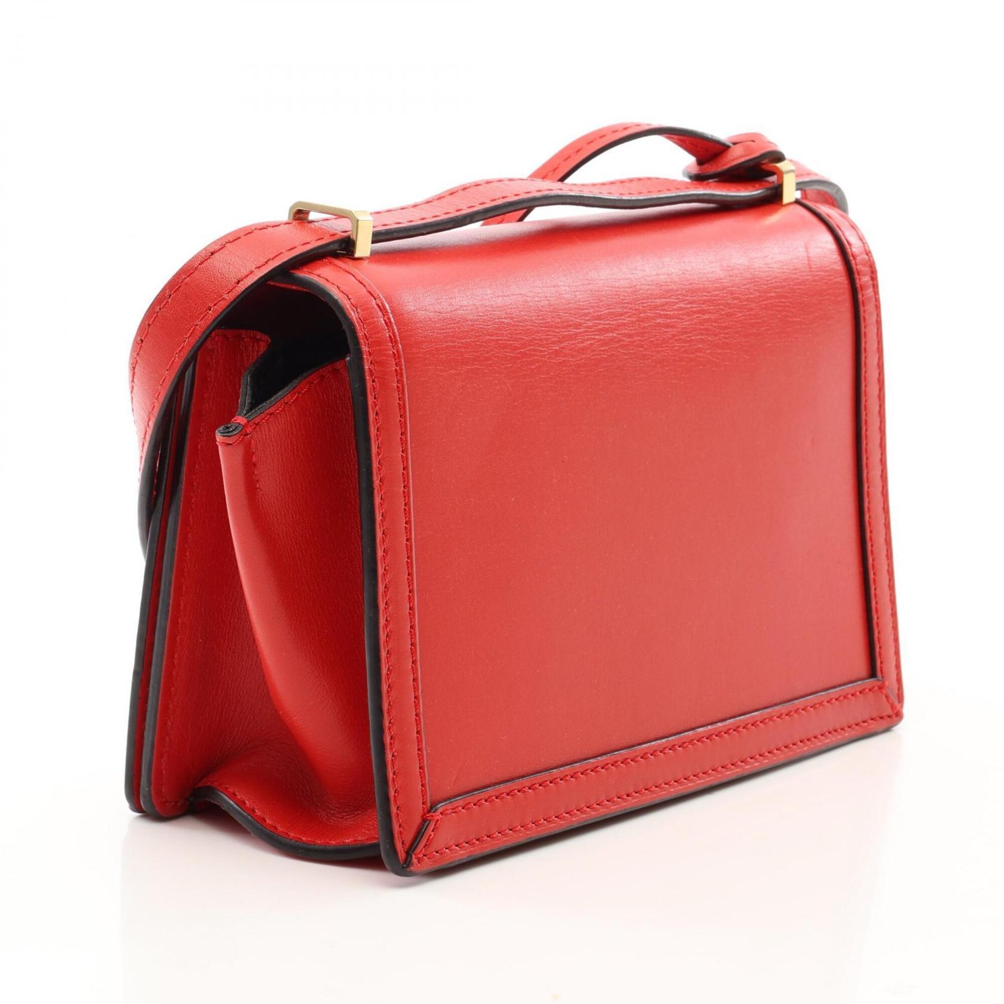 Loewe Red Color Leather Handbag Shoulder Bag (Pre-Owned)