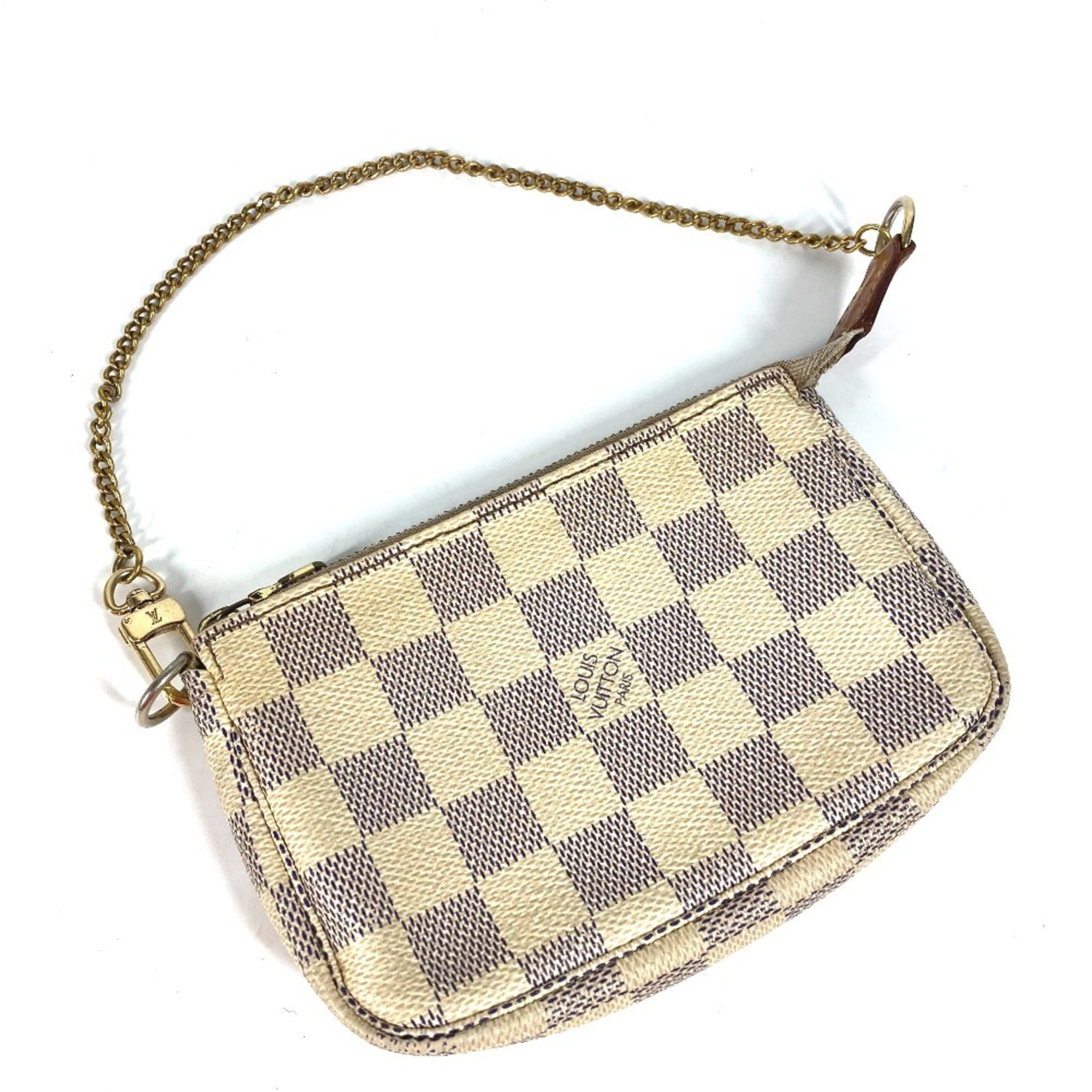 Louis Vuitton White Yellow Damier Azur Handbag Pochette Pouch (Pre-Owned)