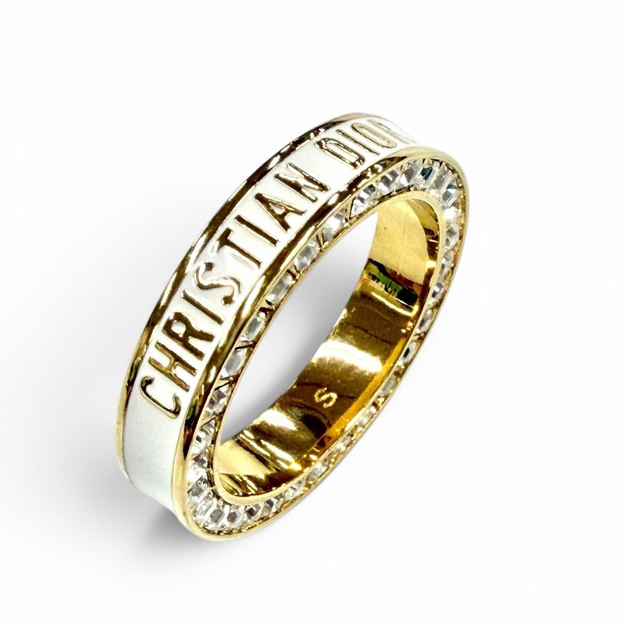 Christian Dior Gold White Band Ring (Pre-Owned)