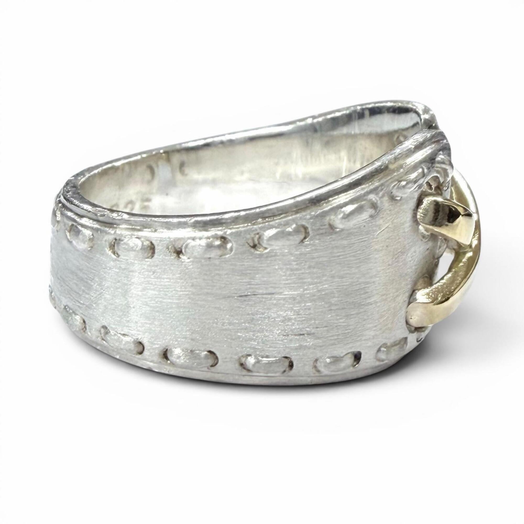 Hermes Gold Silver Silver 925 Band Ring (Pre-Owned)