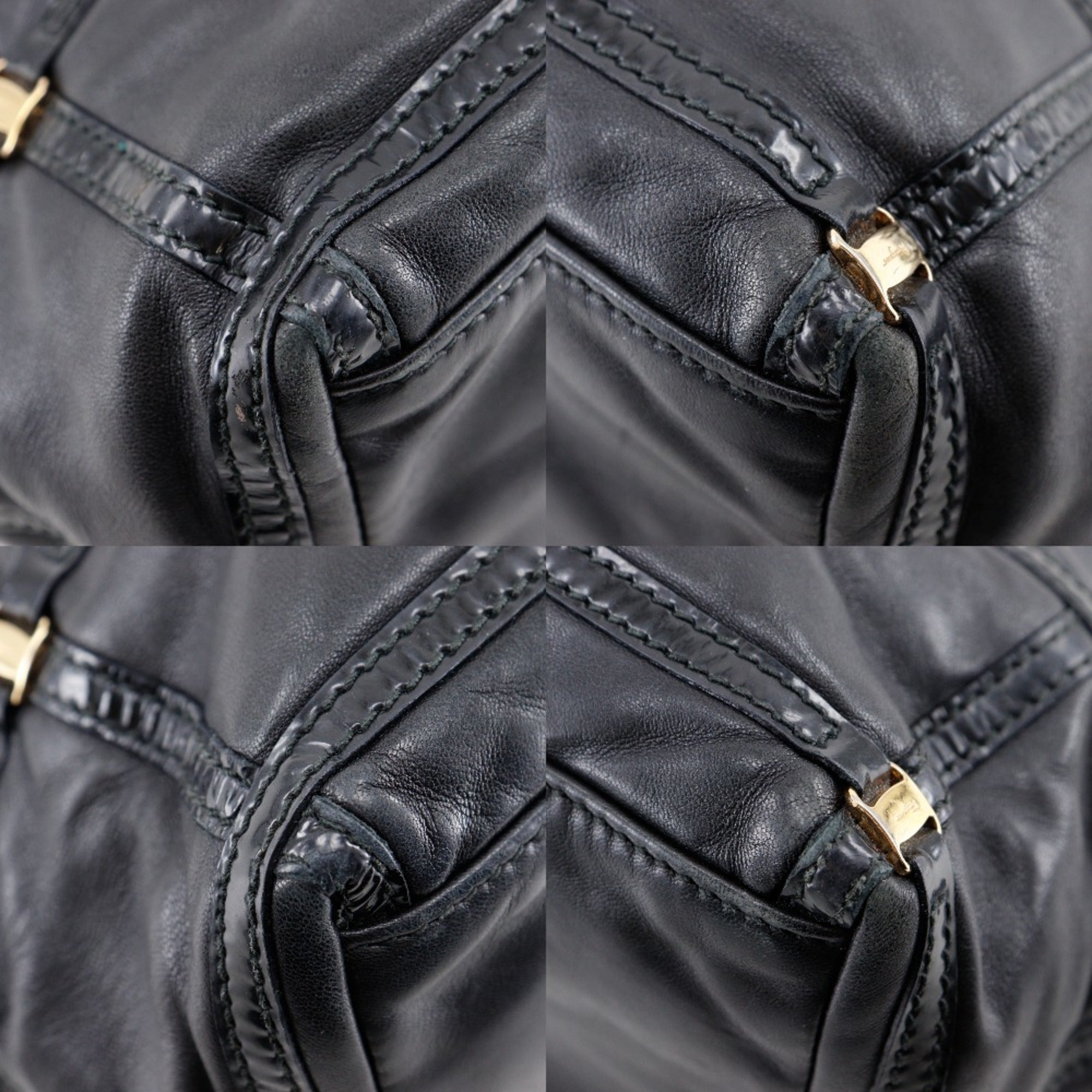 Salvatore Ferragamo Vara Black Leather Tote Bag (Pre-Owned)