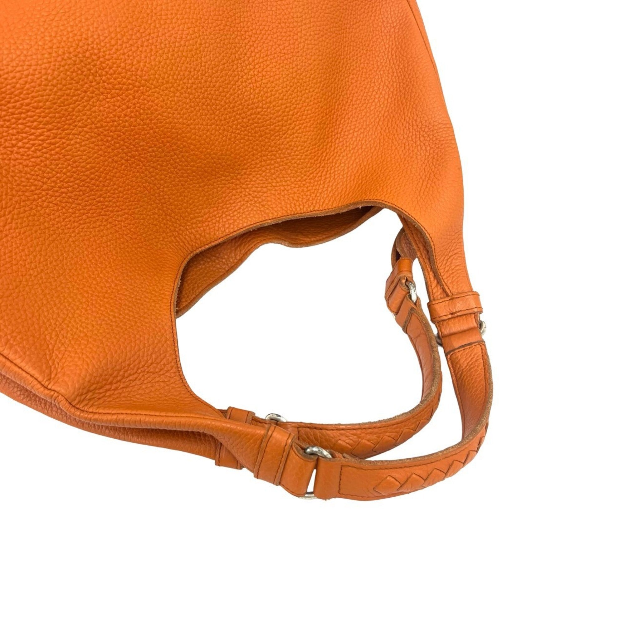 Bottega Veneta Orange Leather Handbag Shoulder Bag Tote Bag (Pre-Owned)