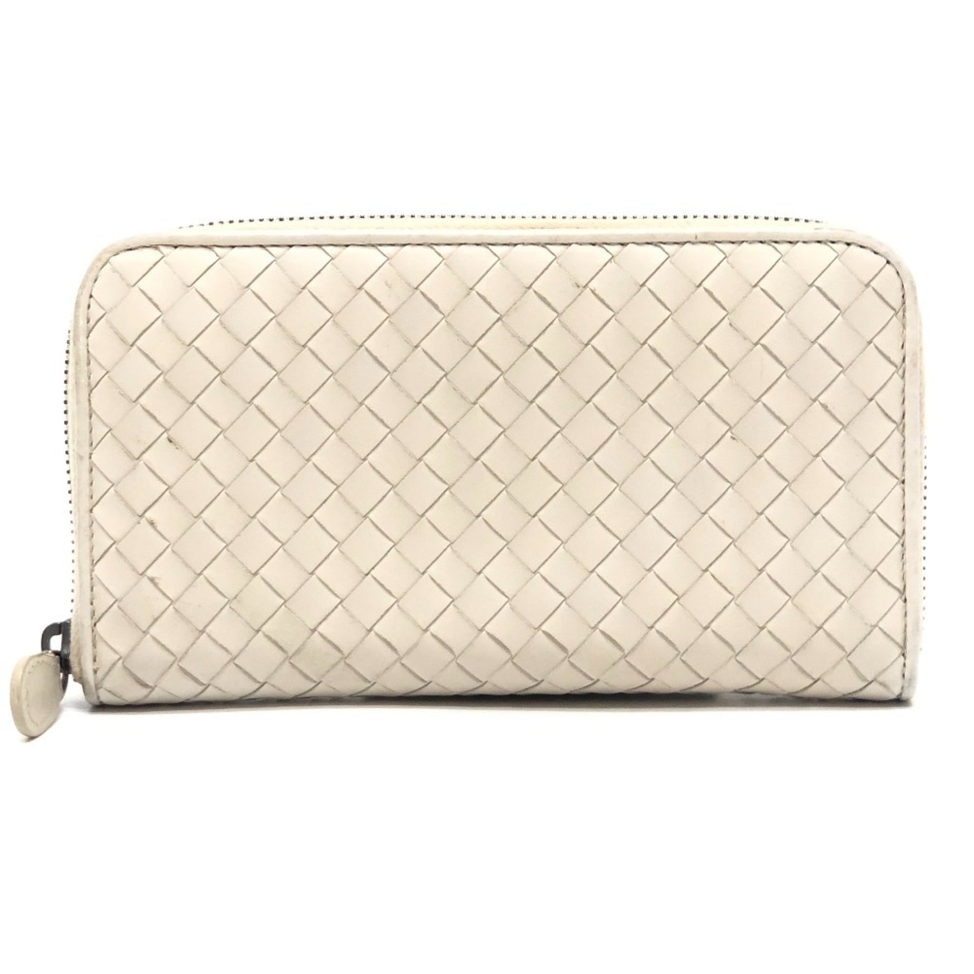 Bottega Veneta White Intrecciato Long Wallet (Bi-Fold) (Pre-Owned)