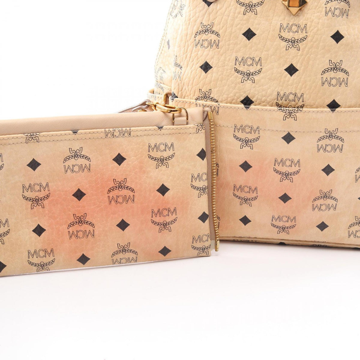 Mcm Beige Coated Canvas Leather Backpack (Pre-Owned)
