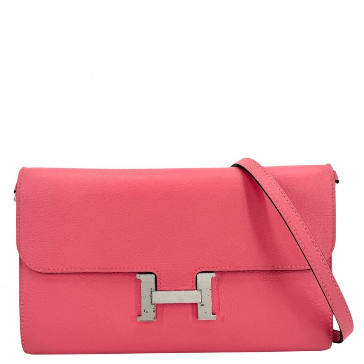 Hermes Pink Epsom Leather Chain/Shoulder Wallet (Pre-Owned)