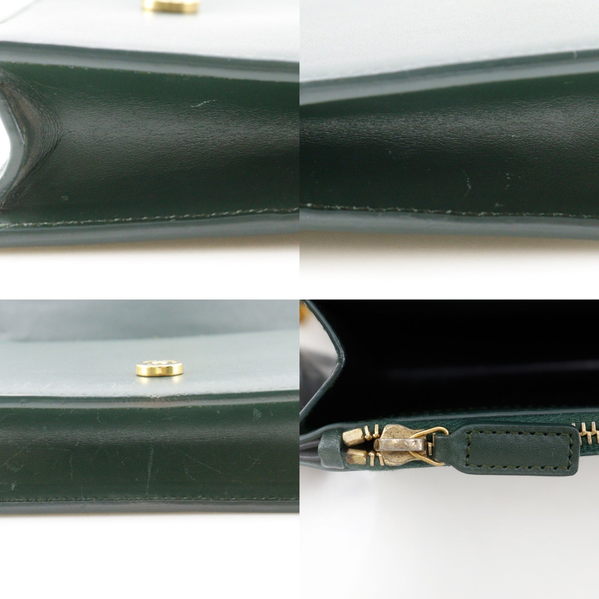 Saint Laurent Green Leather Chain/Shoulder Wallet (Pre-Owned)