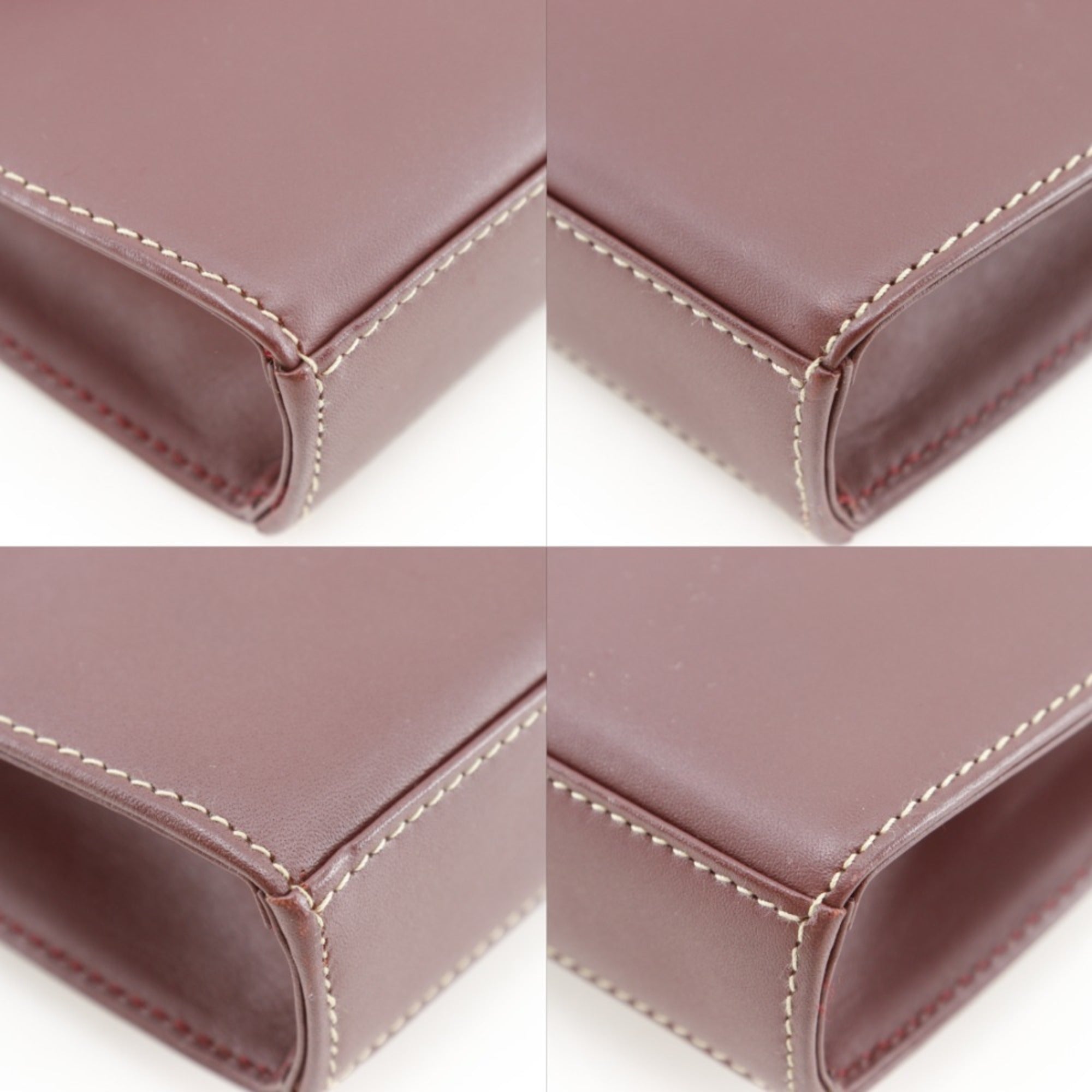 Cartier Bordeaux Red Color Wine Red Leather Shoulder Bag (Pre-Owned)