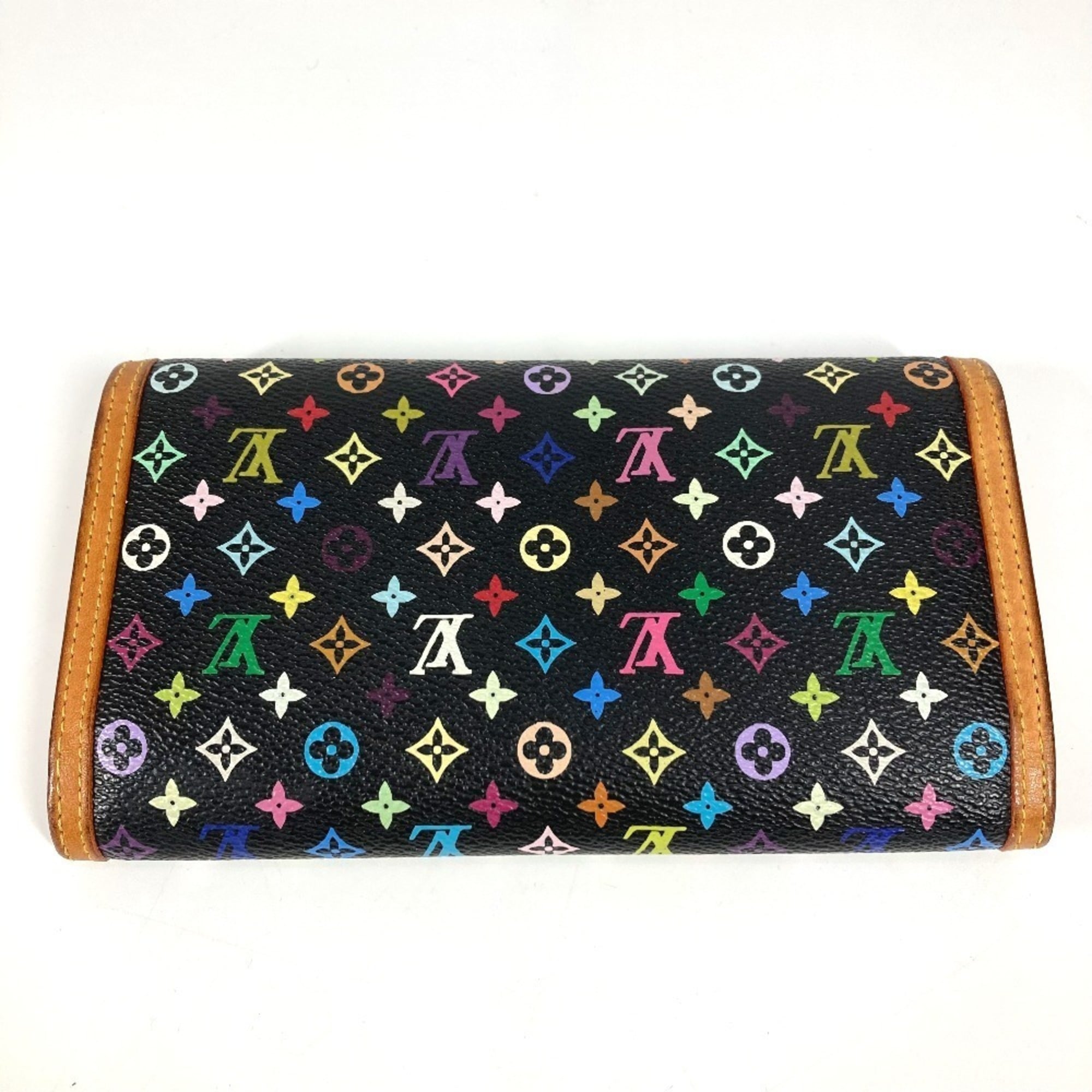 Louis Vuitton Black Noir Monogram Multicolore Long Wallet (Tri-Fold) (Pre-Owned)