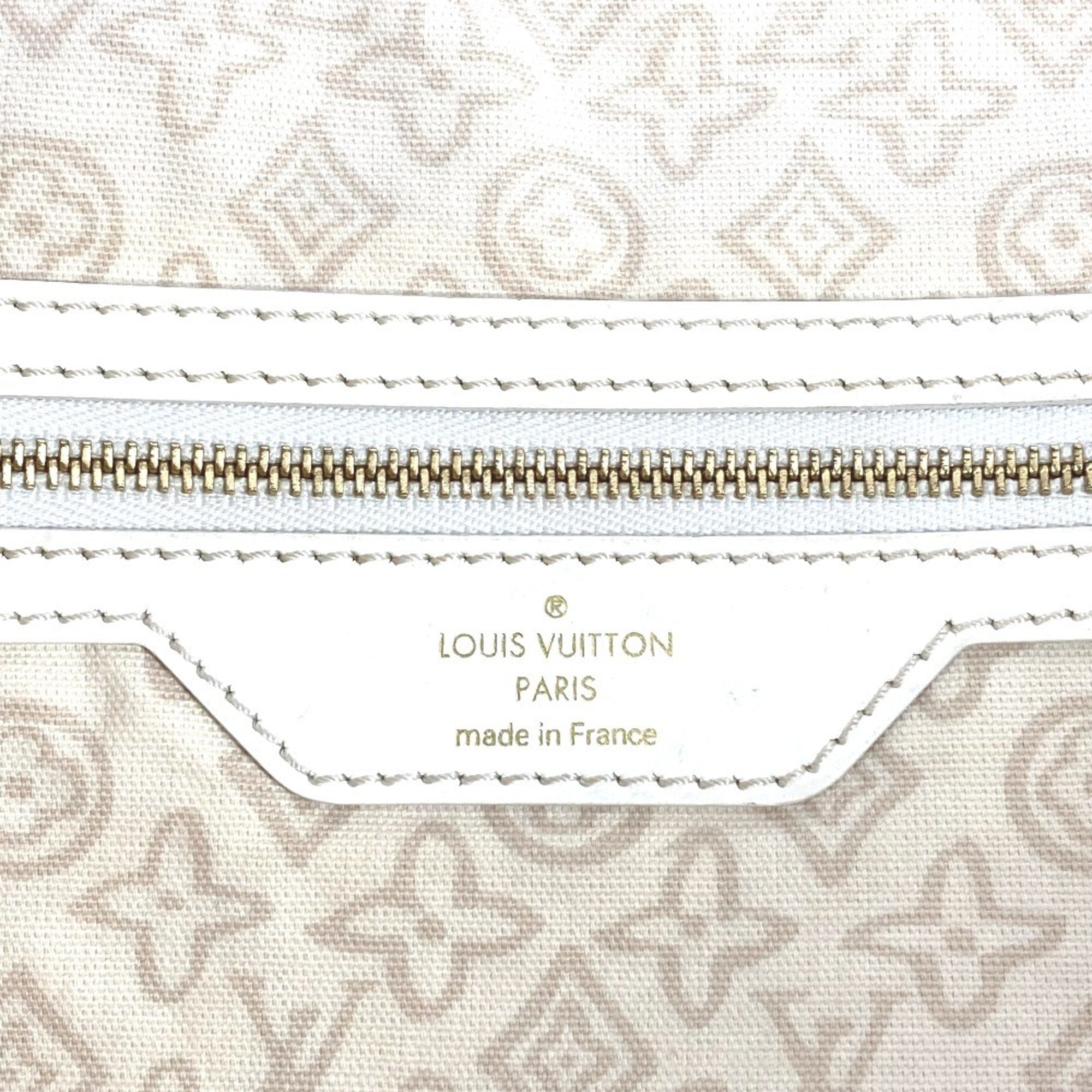 Louis Vuitton Beige Leather Canvas Shoulder Bag Tote Bag (Pre-Owned)