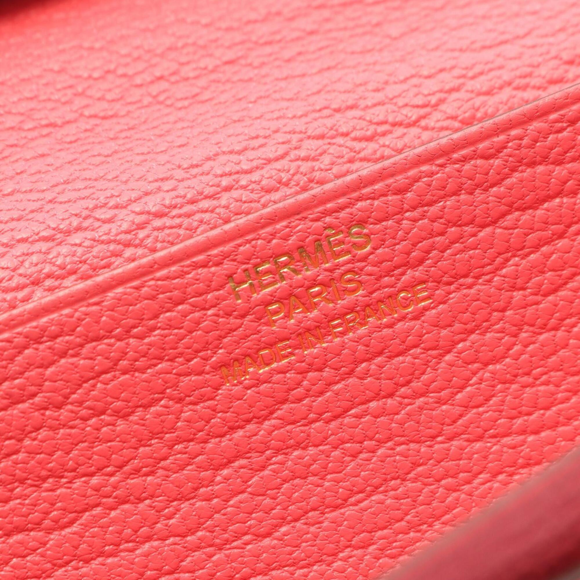 Hermes Pink Rose Azalee Chevre Leather Long Wallet (Bi-Fold) (Pre-Owned)