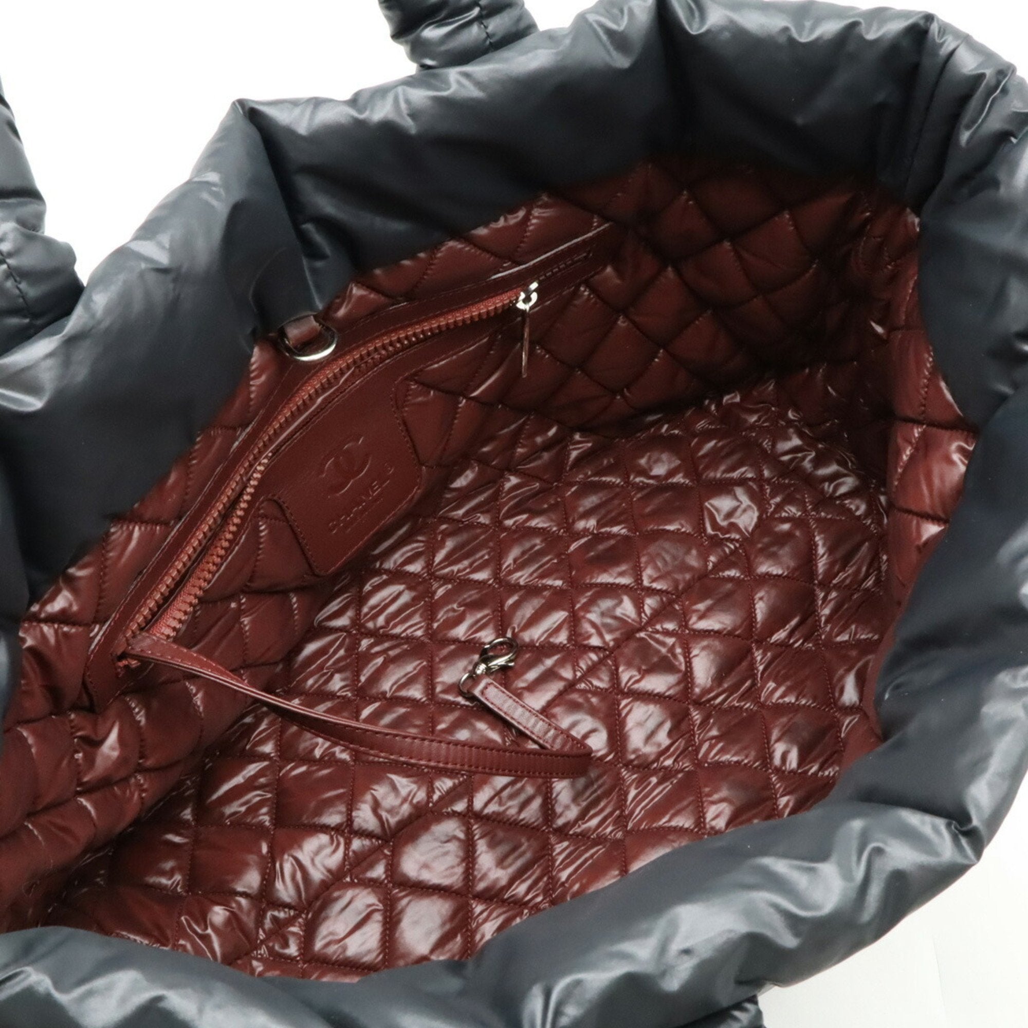 Chanel Coco Cocoon Black Bordeaux Nylon Leather Shoulder Bag Tote Bag (Pre-Owned)