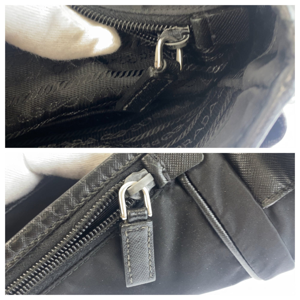 Prada Black Nylon Messenger Bag Shoulder Bag (Pre-Owned)