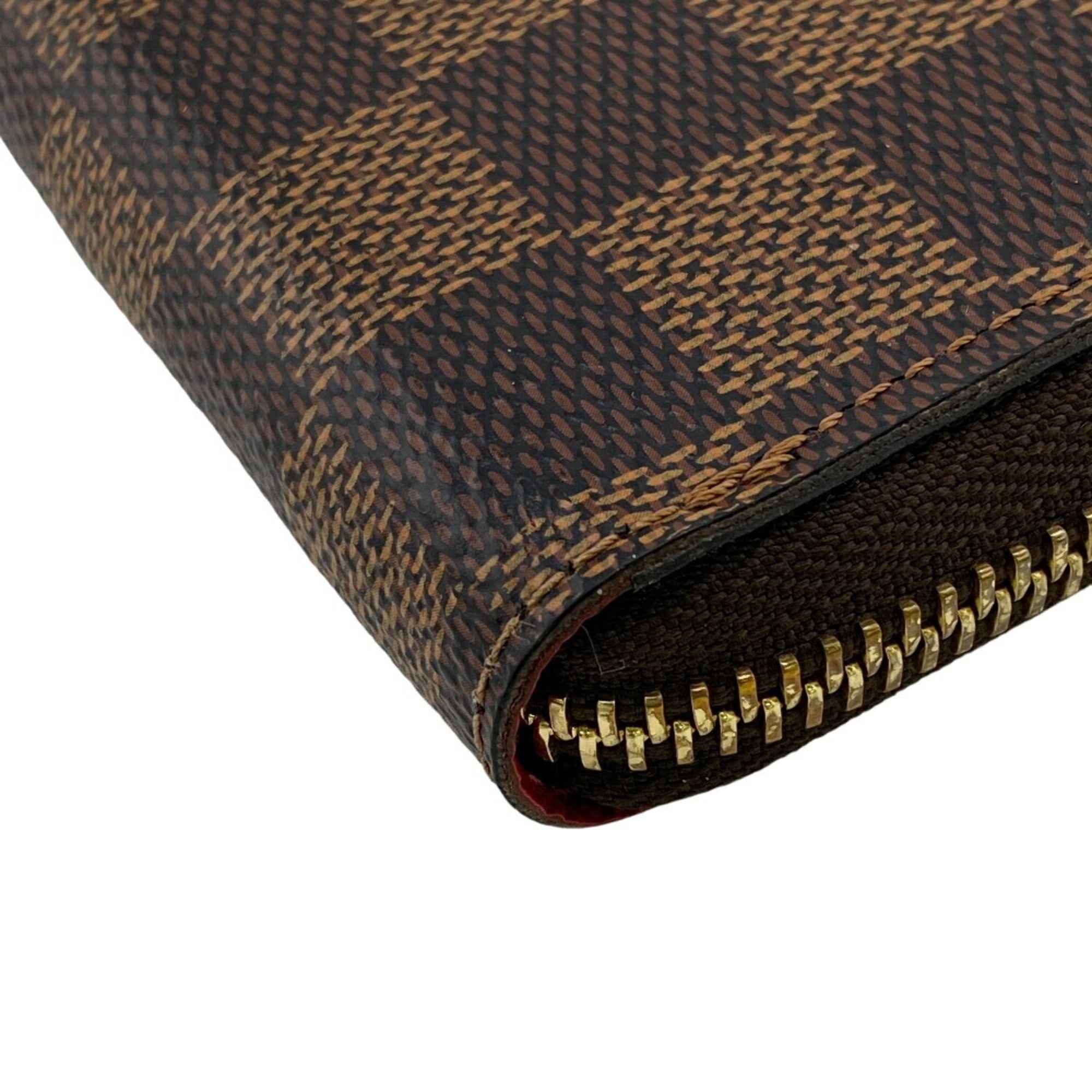 Louis Vuitton Damier Brown Leather Long Wallet (Bi-Fold) (Pre-Owned)