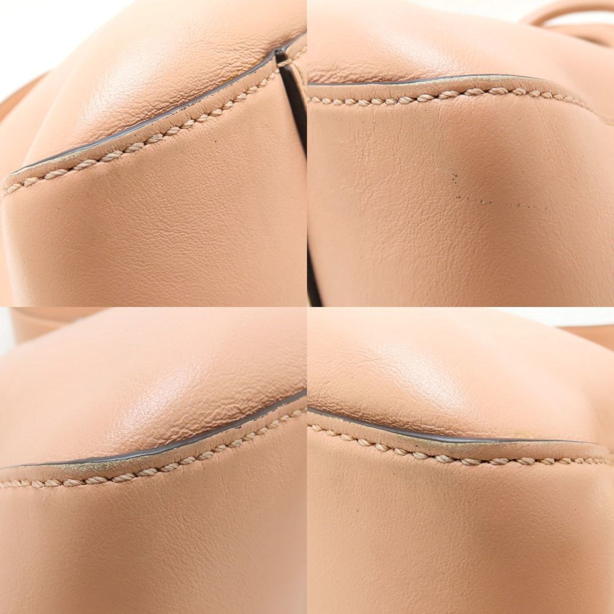 Fendi Pink Beige Leather Tote Bag (Pre-Owned)