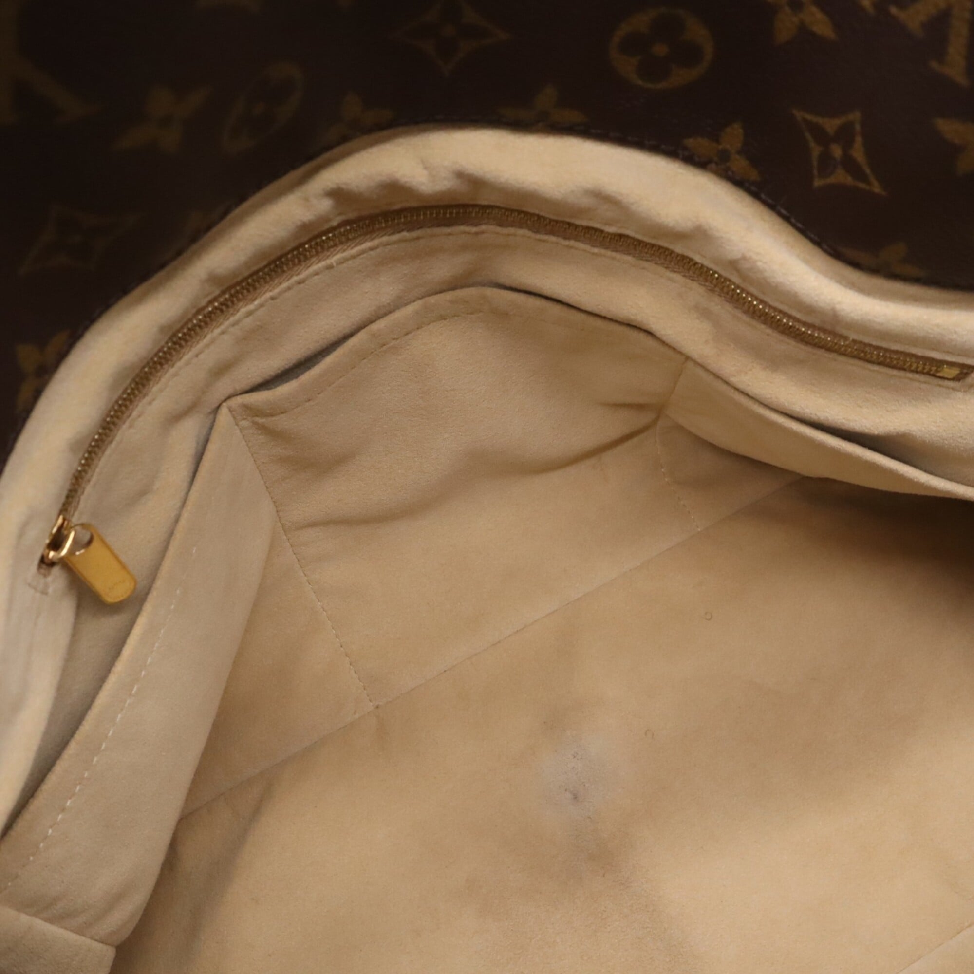Louis Vuitton Beige Brown Coated Canvas Leather Handbag (Pre-Owned)