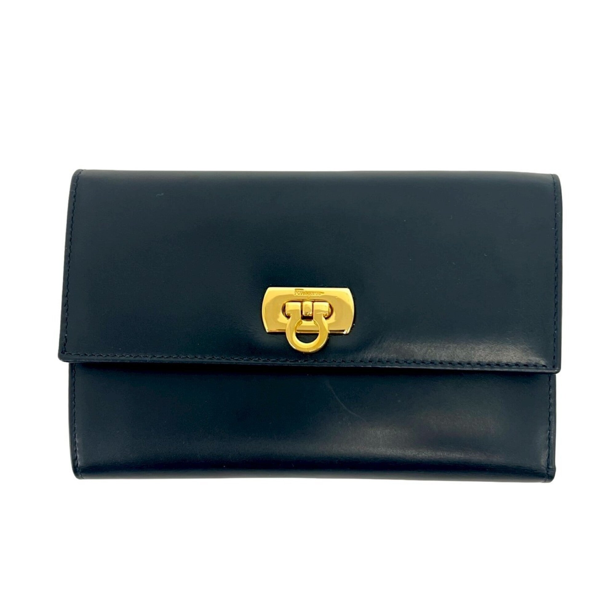 Salvatore Ferragamo Navy Leather Wallet (Tri-Fold) (Pre-Owned)