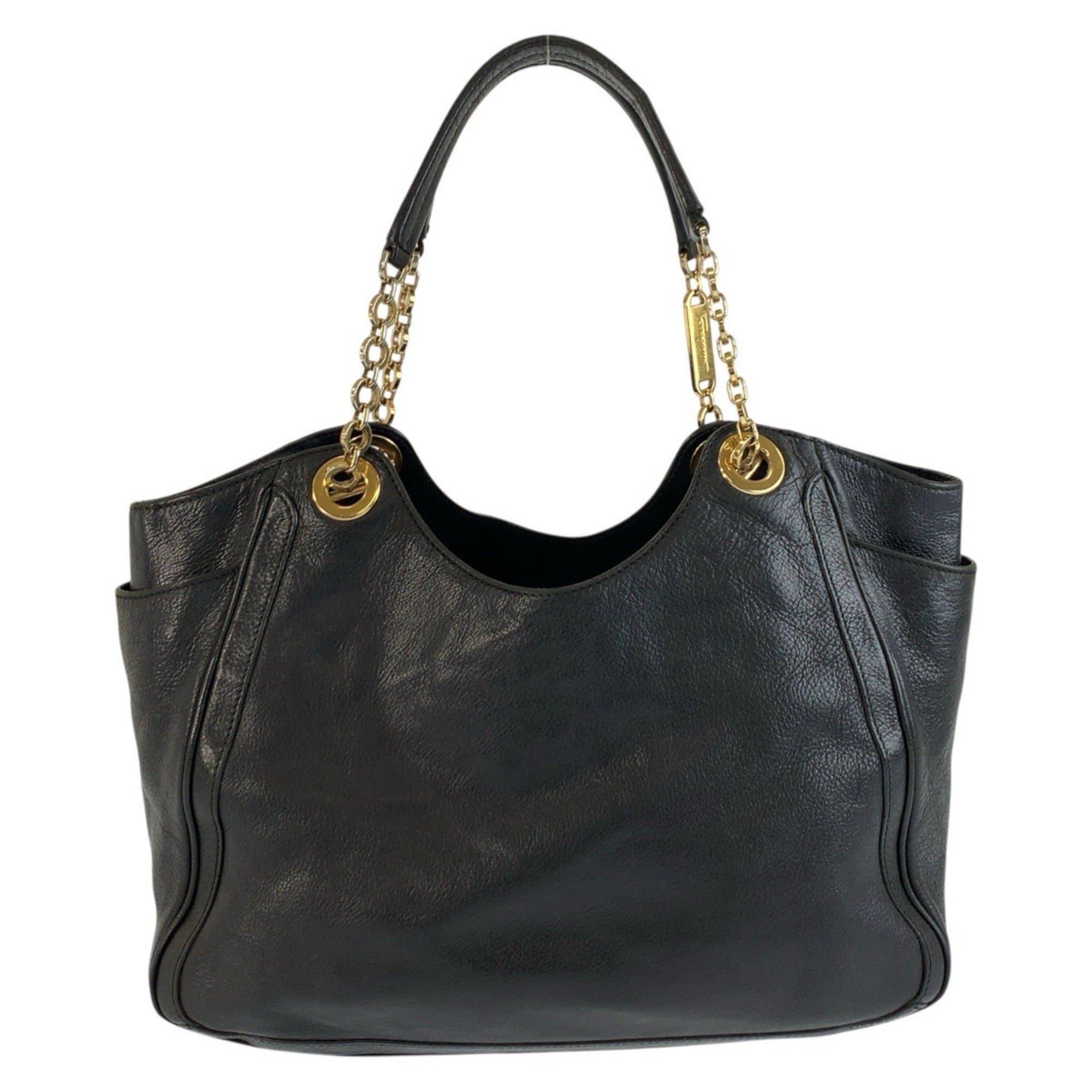 Salvatore Ferragamo Black Leather Shoulder Bag Tote Bag (Pre-Owned)
