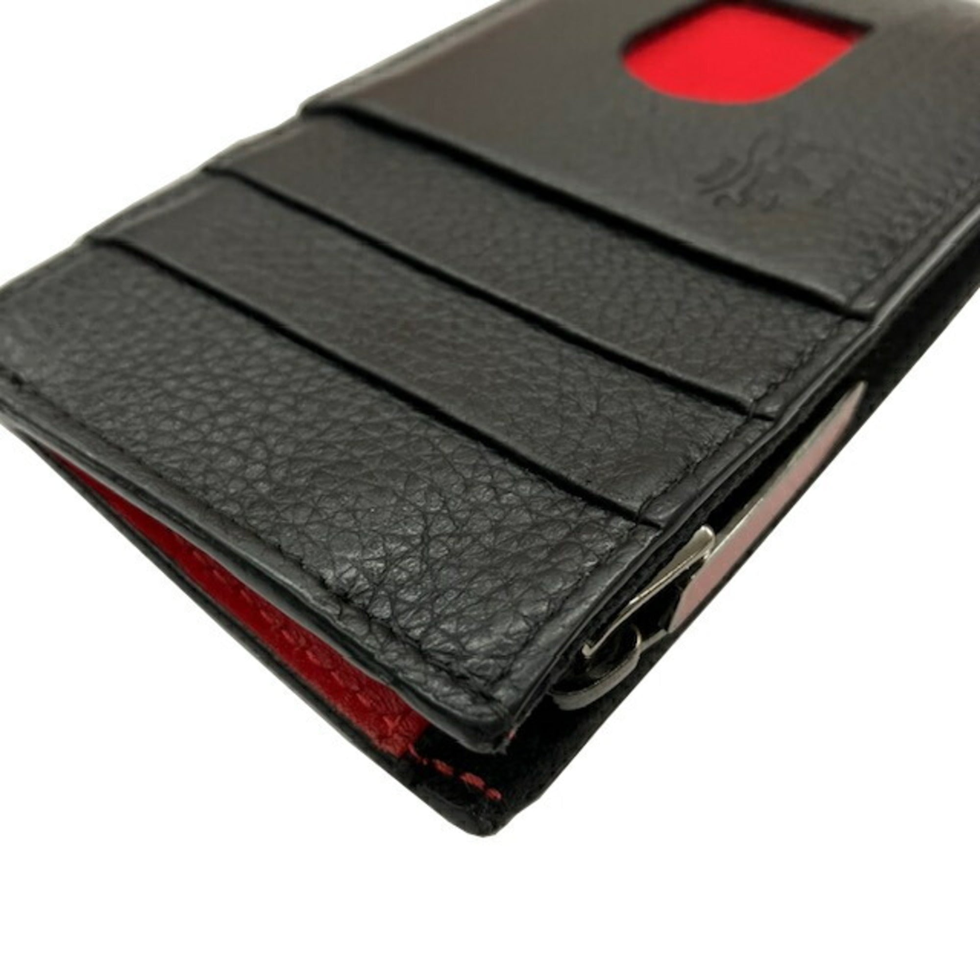 Christian Louboutin Black Red Color Leather Coin Purse/Coin Case (Pre-Owned)
