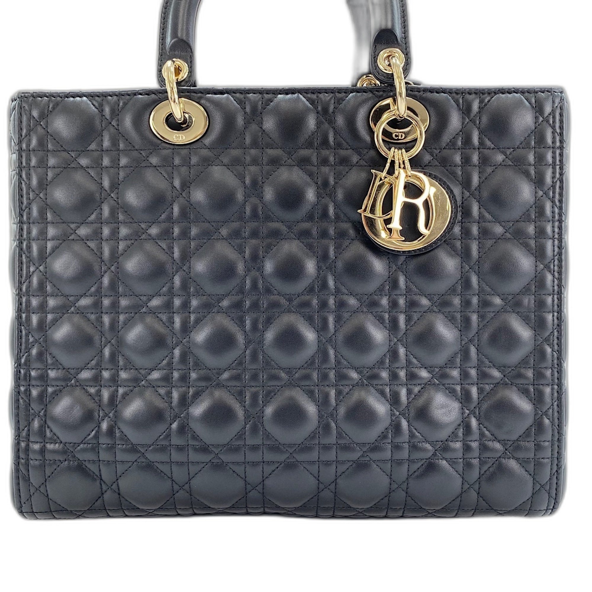 Christian Dior Lady Dior Black Leather Handbag (Pre-Owned)
