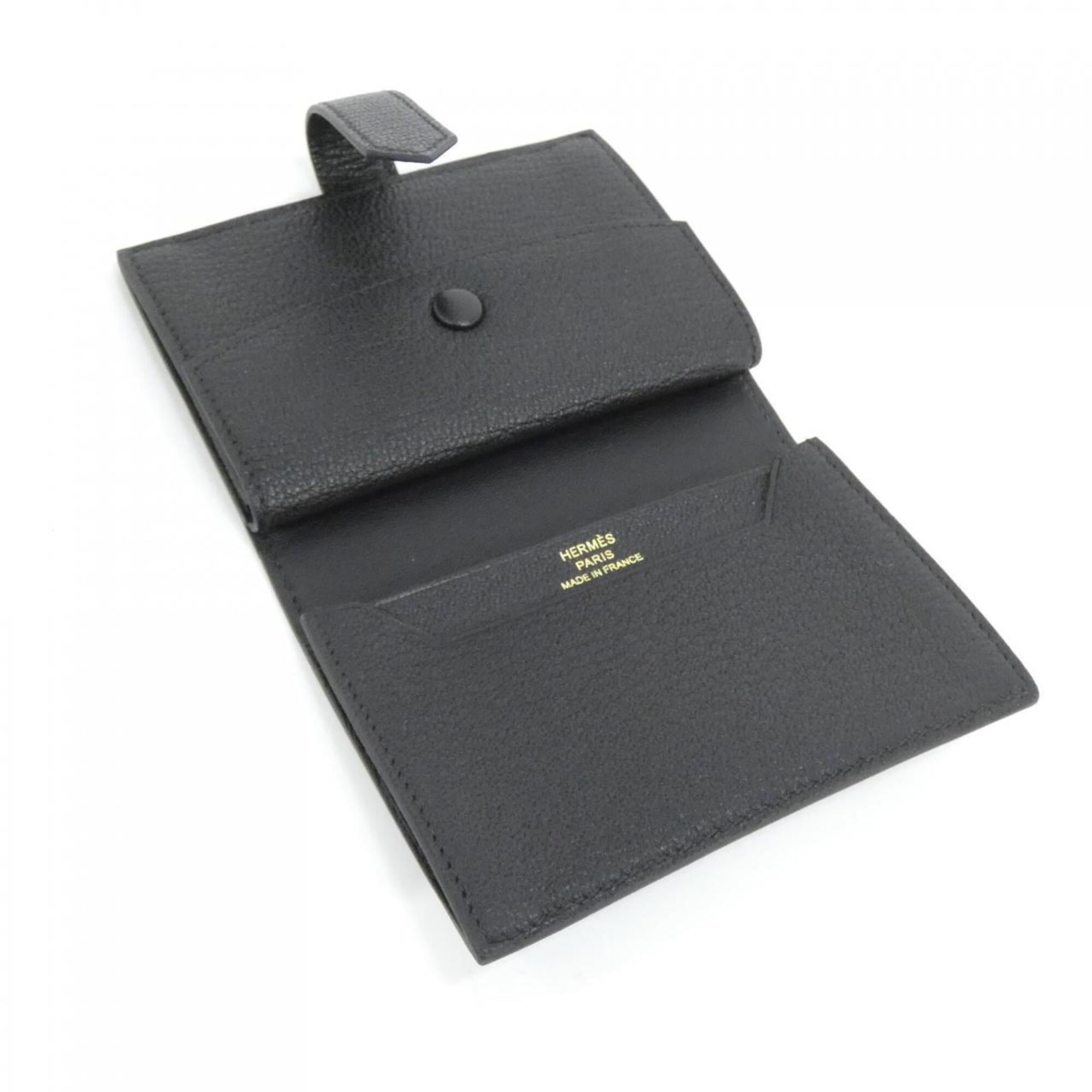 Hermes Black Chevre Leather Wallet (Bi-Fold) (Pre-Owned)
