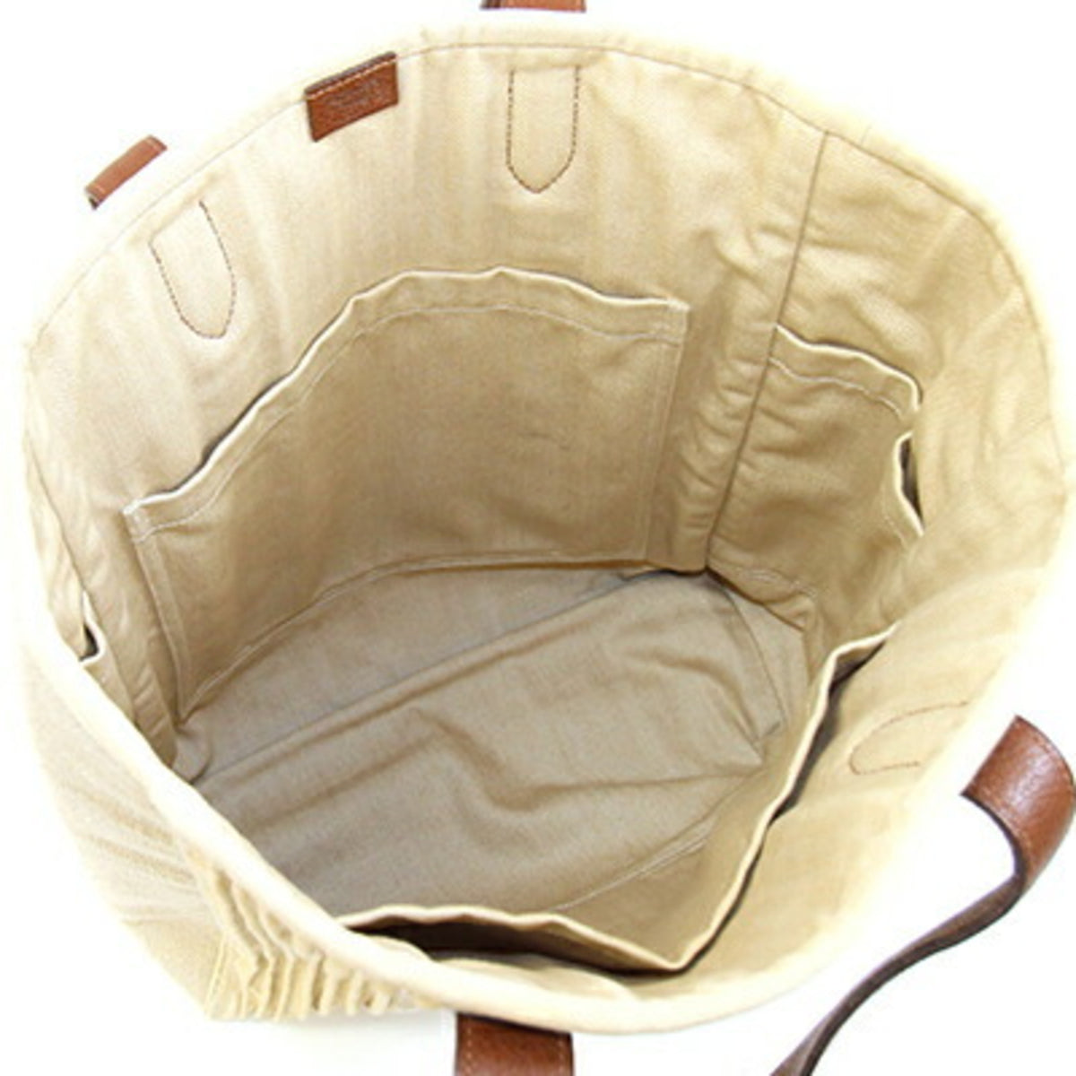 Hermes Beige Brown Canvas Tote Bag (Pre-Owned)