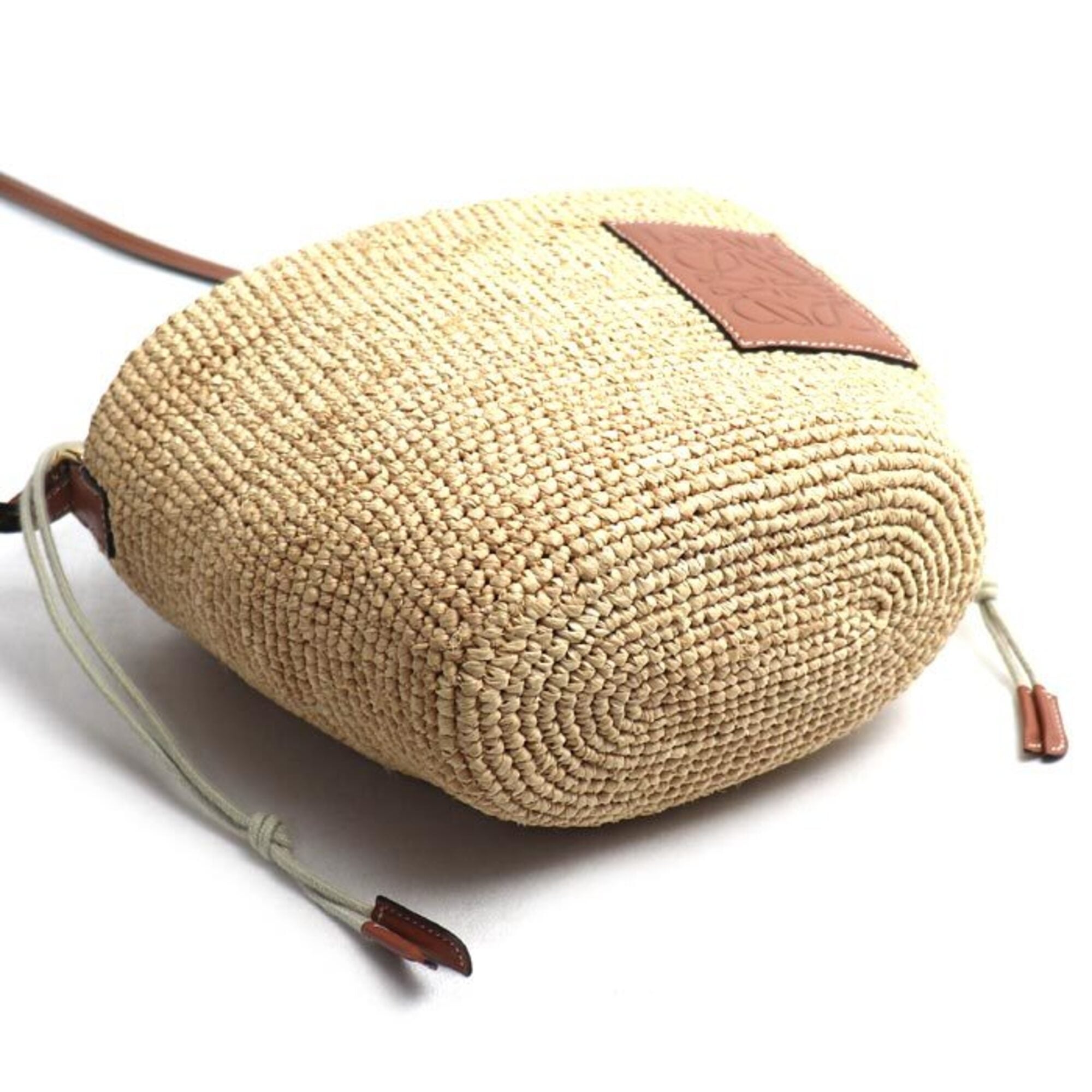 Loewe Raffia Leather Canvas Pochette Shoulder Bag (Pre-Owned)
