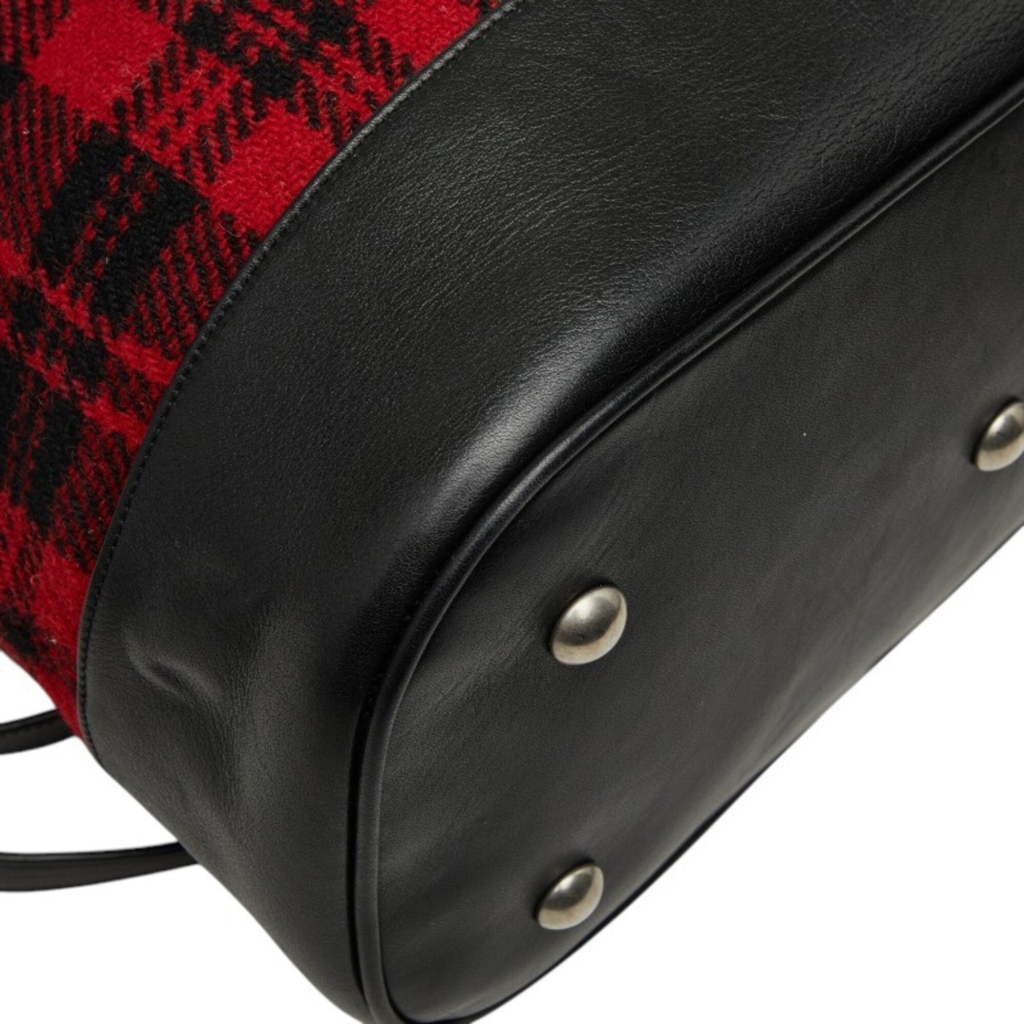 Saint Laurent Red Color Leather Wool Backpack (Pre-Owned)